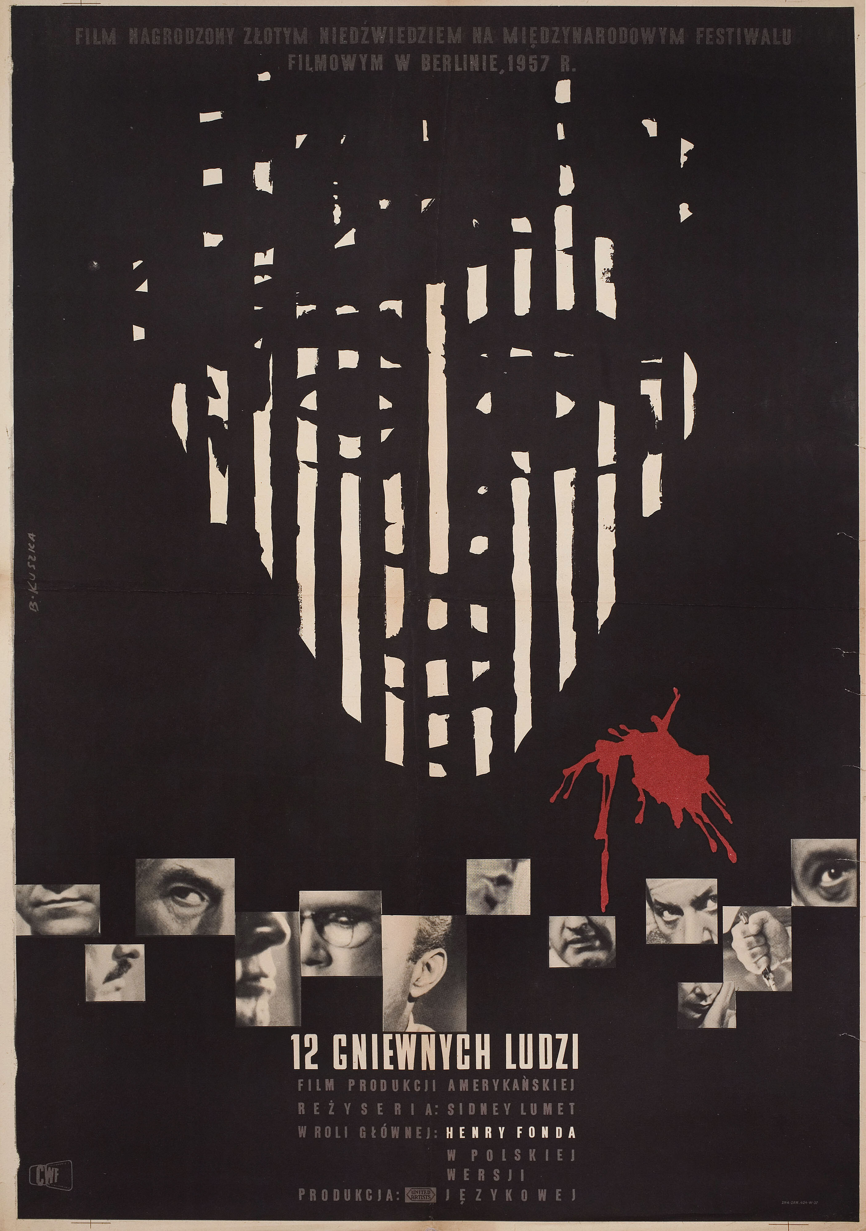 12 разгневанных мужчин (12 Angry Men, 1957), режиссёр Сидни Люмет, польский плакат к фильму, 1957 год, автор Б. Кушка