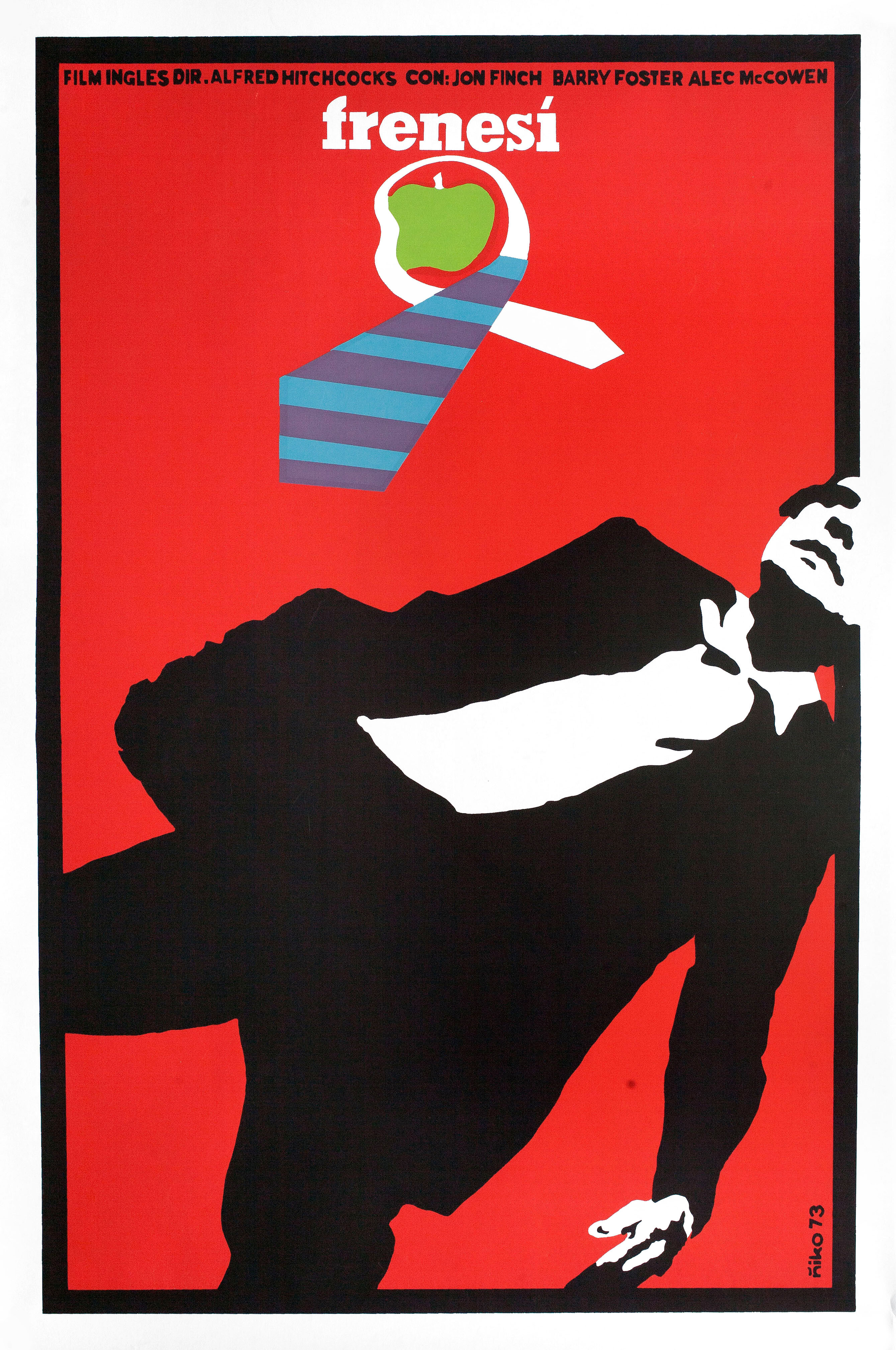 Безумие (Frenzy, 1972), режиссёр Альфред Хичкок, кубинский плакат к фильму, 1990 год, автор Нико