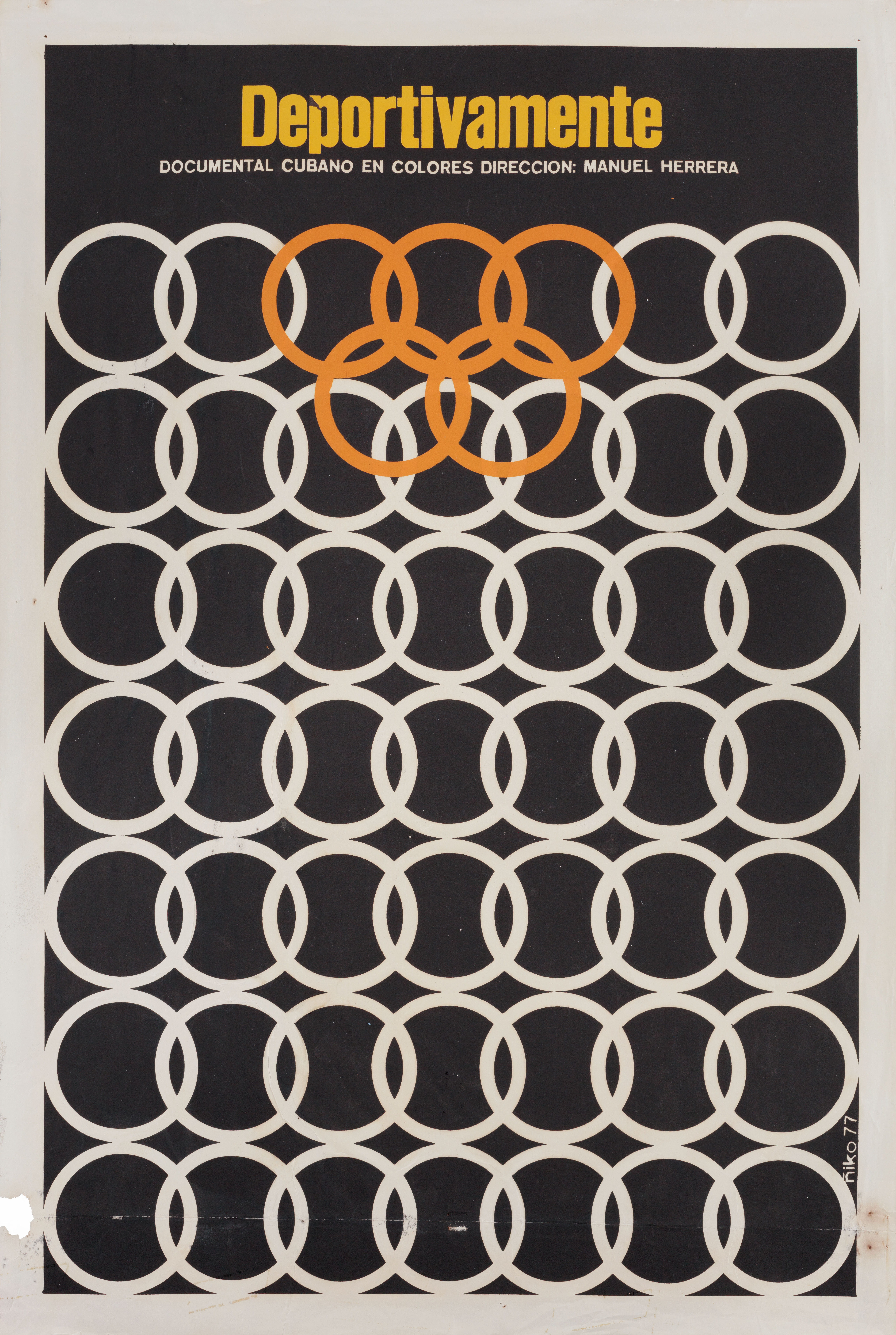 Спортивно (Deportivamente, 1977), режиссёр Мануэль Эррера, кубинский плакат к фильму, 1977 год, автор Нико