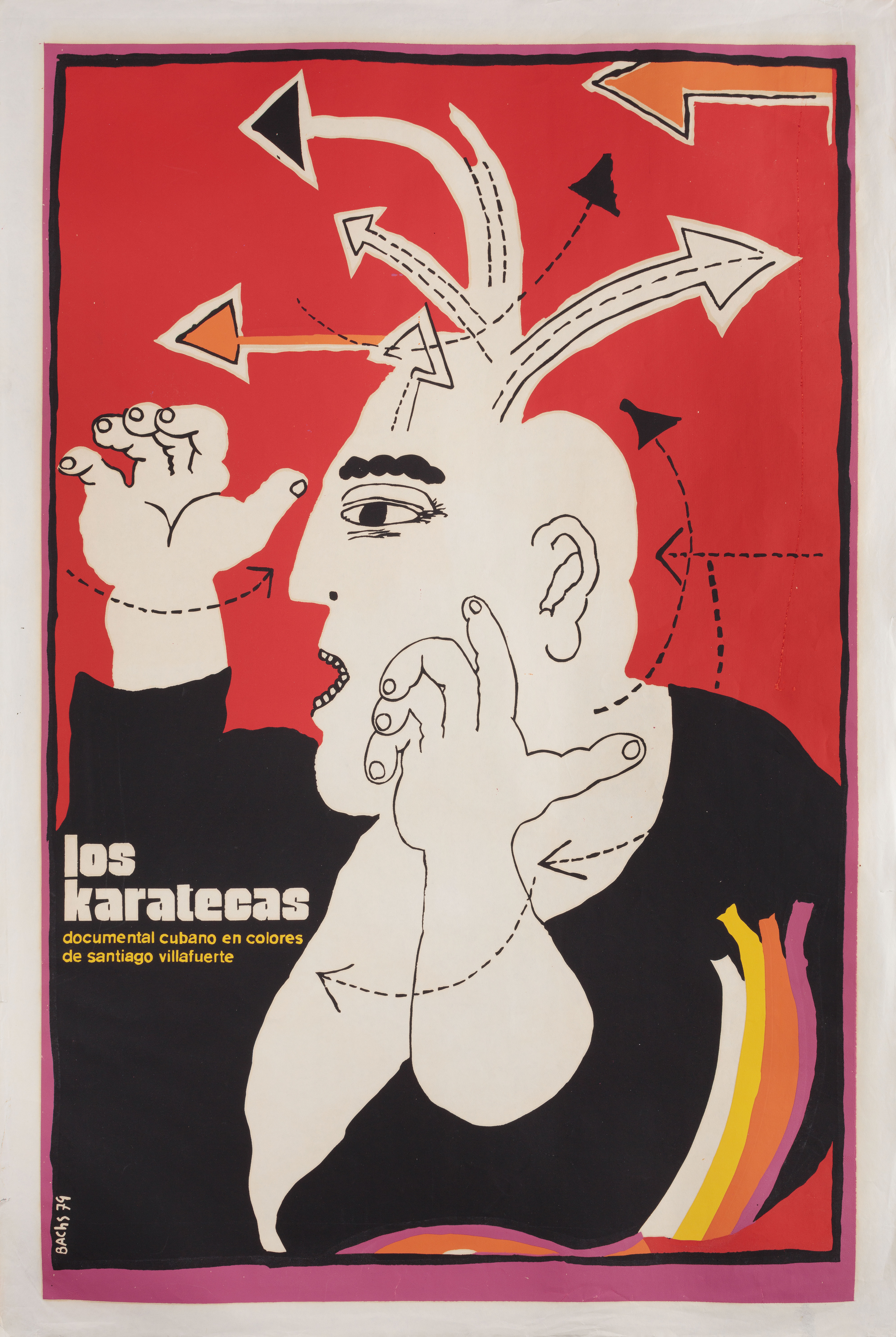 Лос Каратекас (Los Karatecas, 1979), режиссёр Сантьяго Вильяфуэрте, кубинский плакат к фильму, 1979 год, автор Эдуардо Муньос Бахс