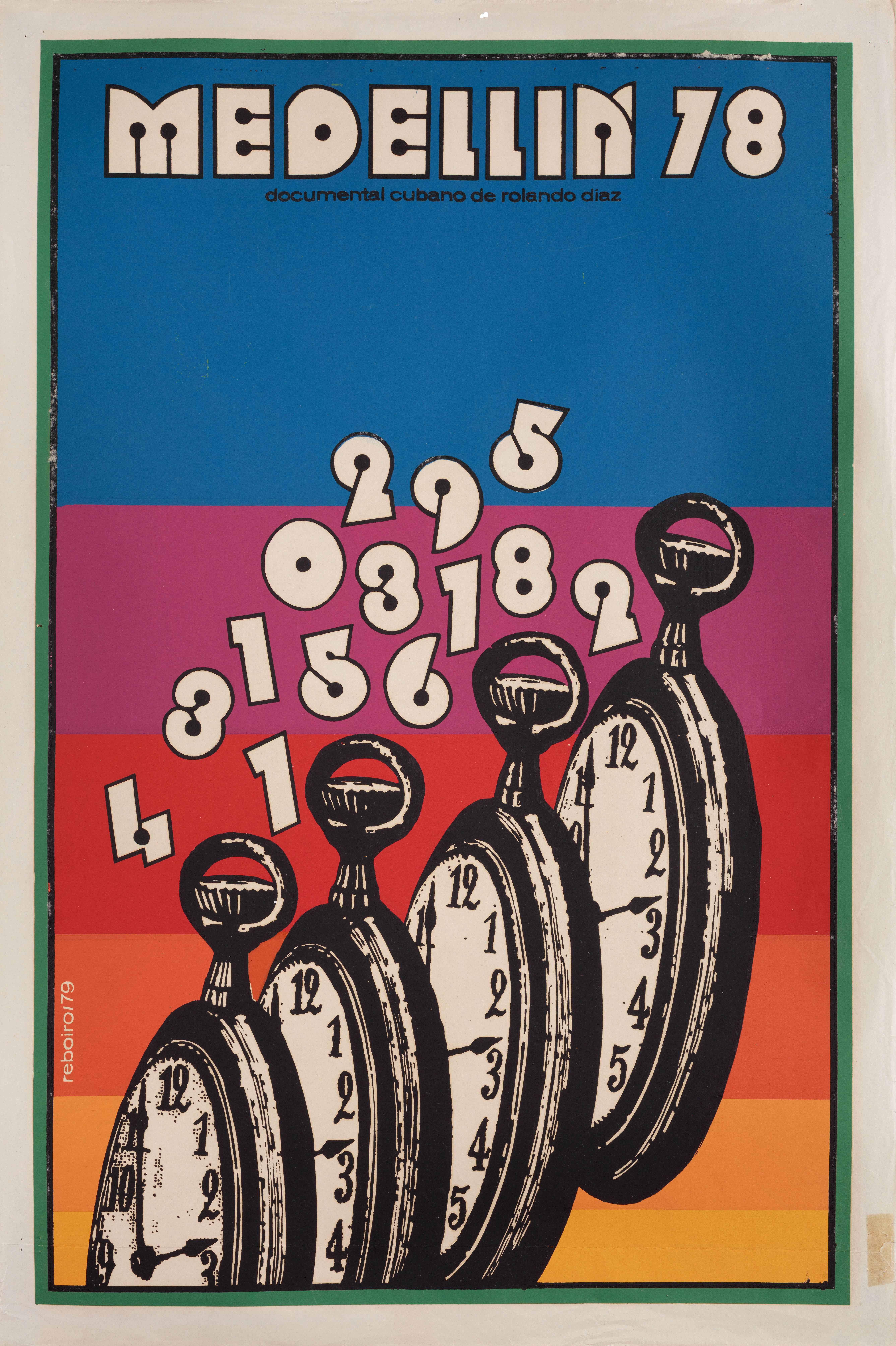 Медельин 78 (Medellin 78, 1978), режиссёр Роландо Диаз, кубинский плакат к фильму, 1979 год, автор Антонио Фернандес Ребойро