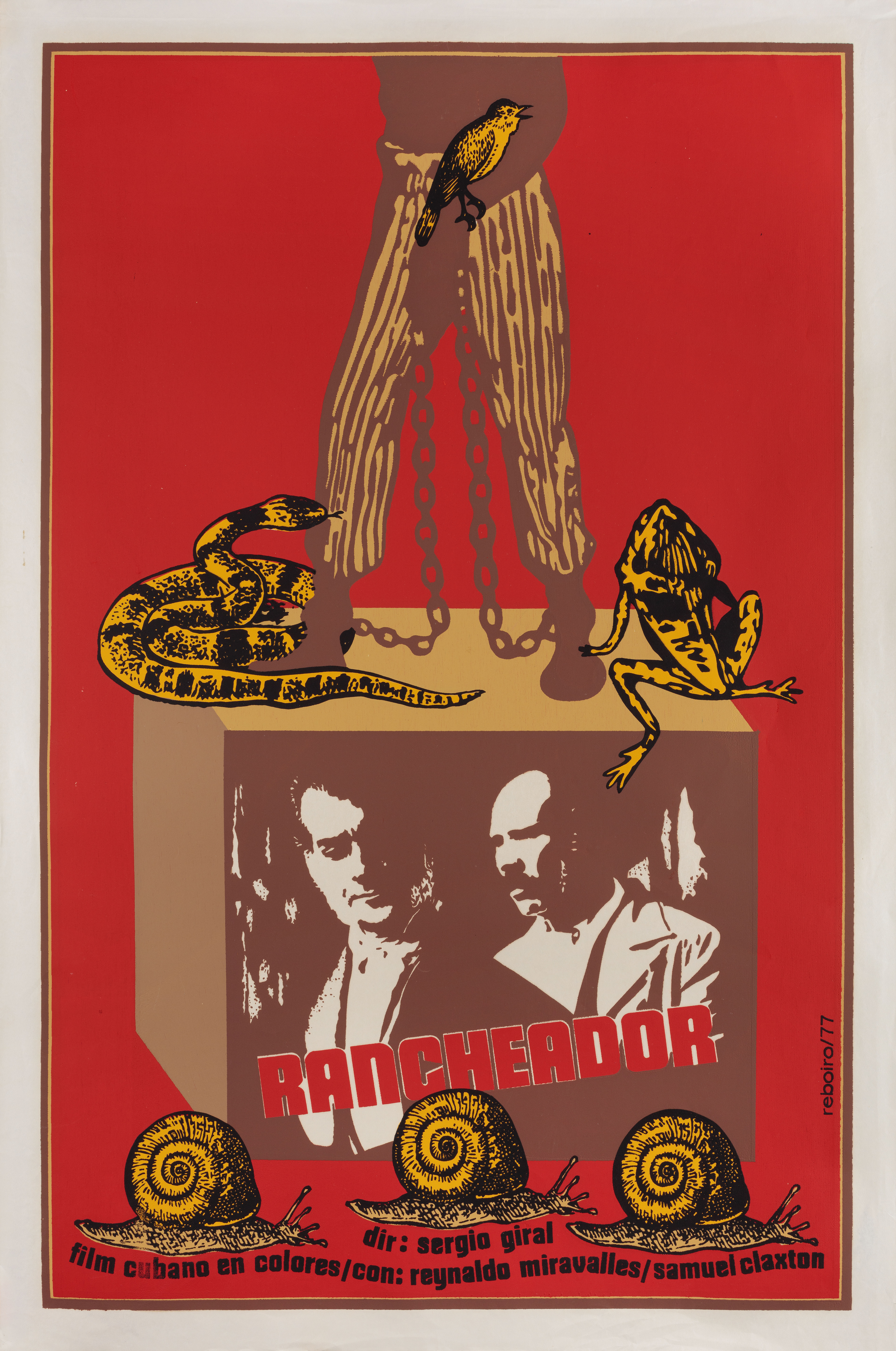 Охотник за беглецами (The Slave Hunter, 1976), режиссёр Серджио Хираль, кубинский плакат к фильму, 1977 год, автор Антонио Фернандес Ребойро