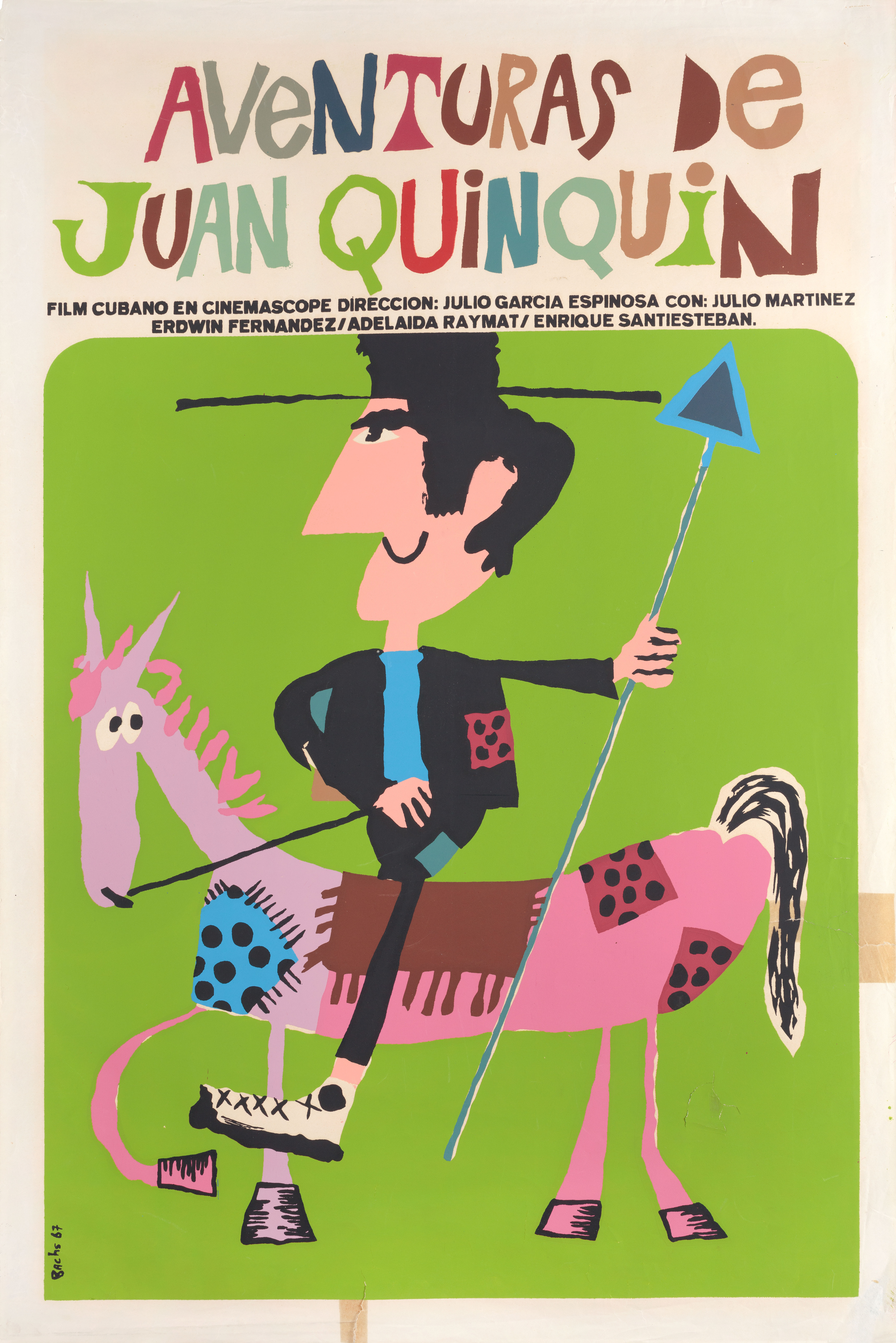 Приключения Хуана Кин Кина (The Adventures of Juan Quin Quin, 1967), режиссёр Хулио Гарсия Эспиноза, кубинский плакат к фильму, 1967 год, автор Эдуардо Муньос Бахс
