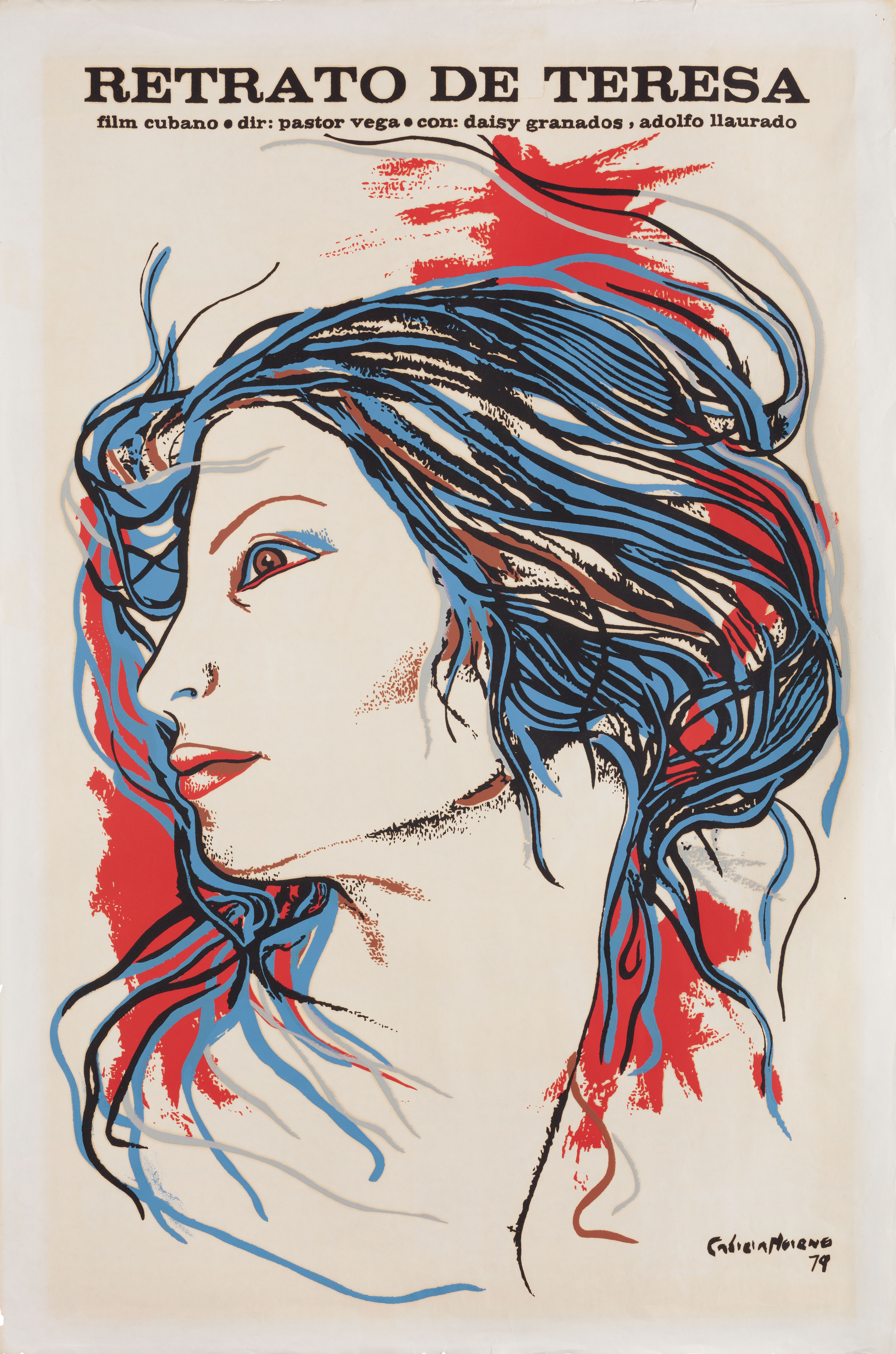 Портрет Тересы (Retrato de Teresa, 1979), режиссёр Пастор Вега, кубинский плакат к фильму, 1979 год
