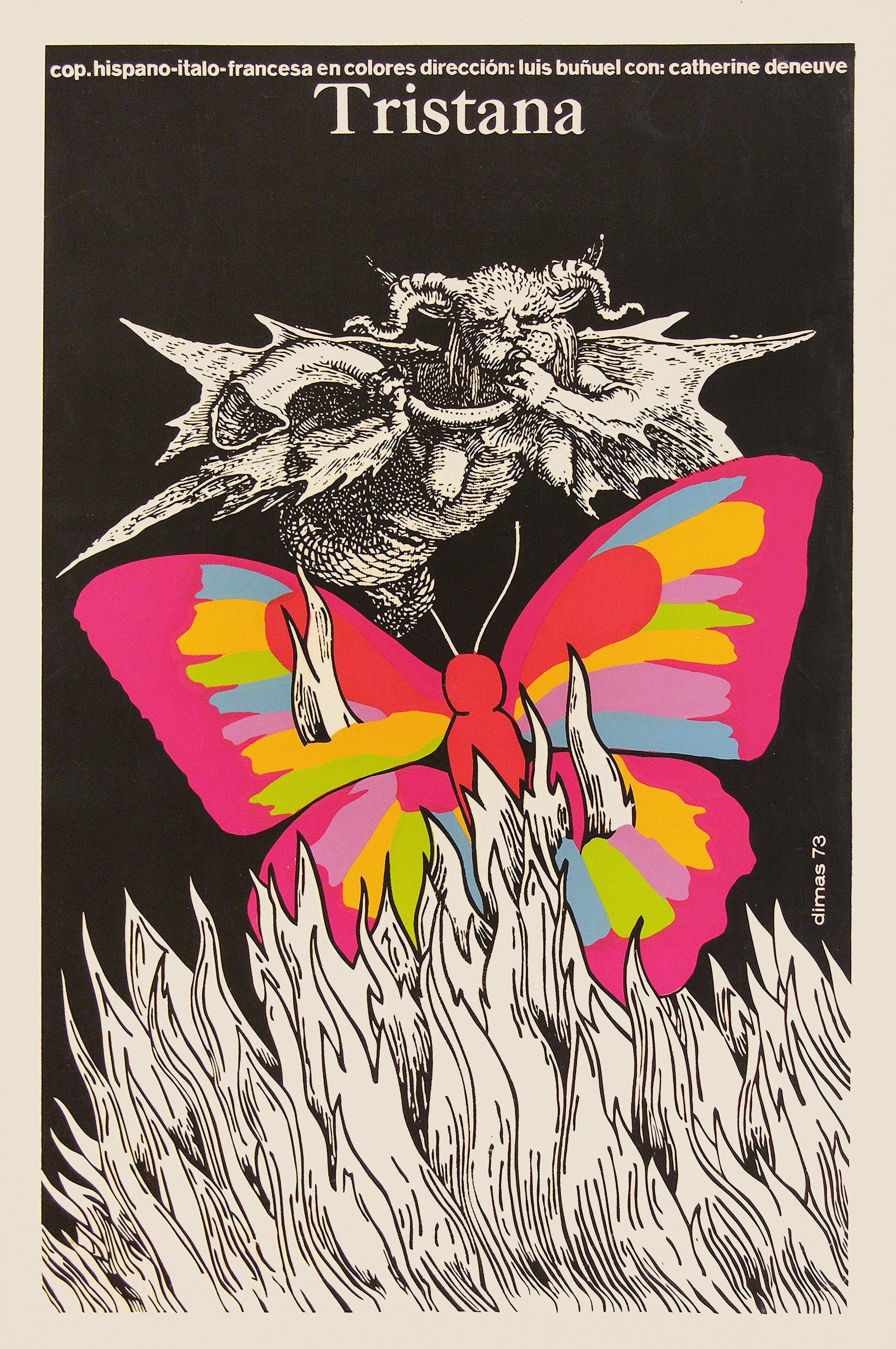 Тристана (Tristana, 1970), режиссёр Луис Бунюэль, кубинский плакат к фильму, 1973 год, автор Димас