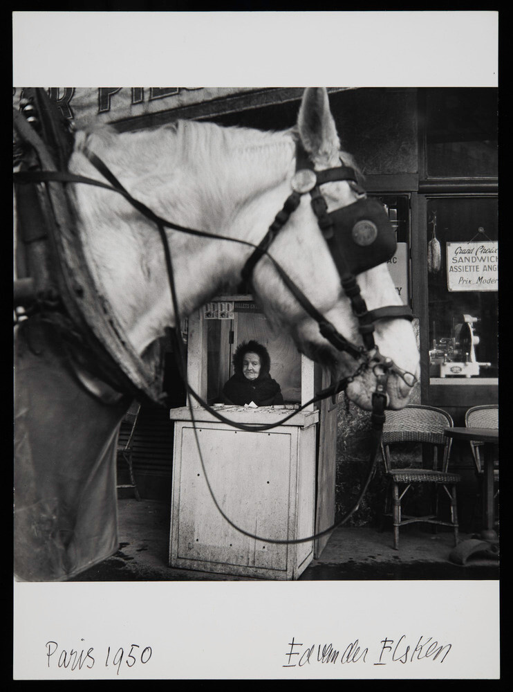 Продавщица лотерейных билетов, Париж, 1950, фотограф Эд ван дер Элскен