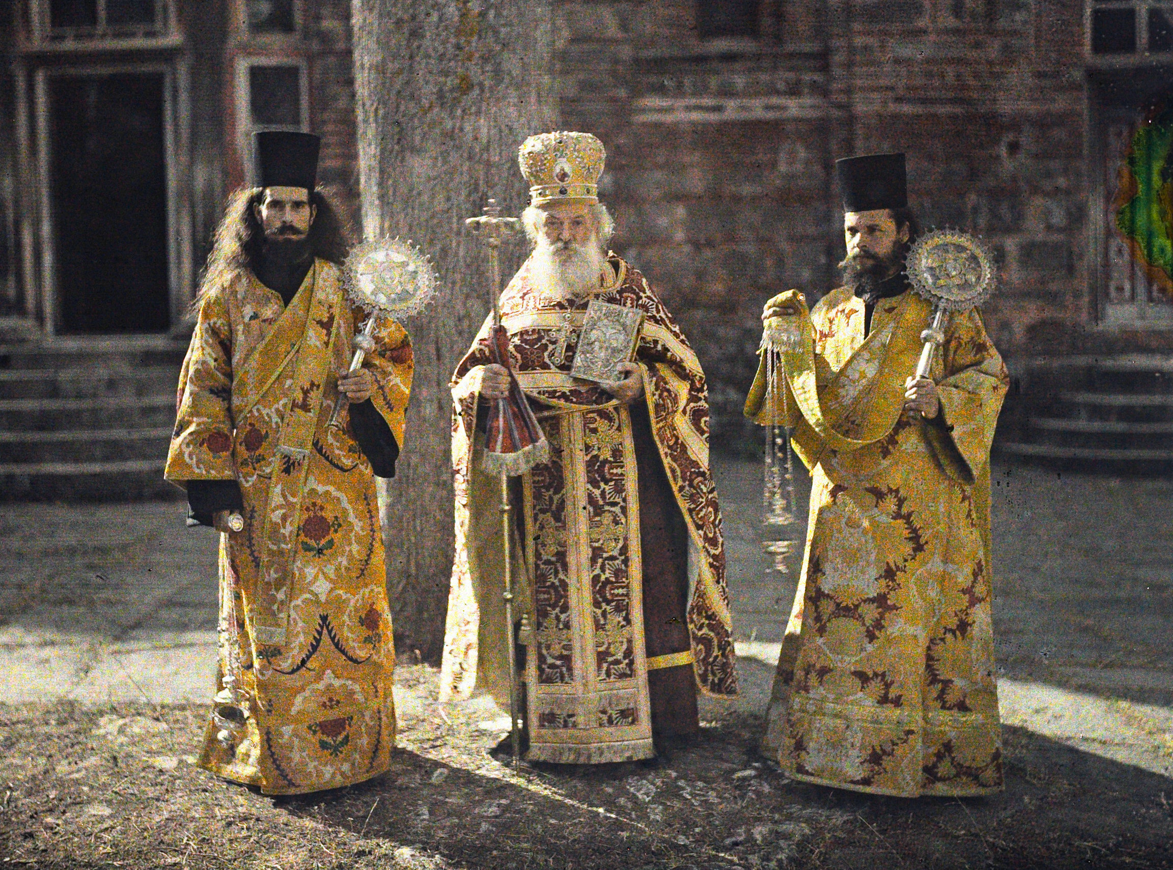 Монастырь Хиландар, Греция, 1918 год, автор Фернан Кювилль (автохром)