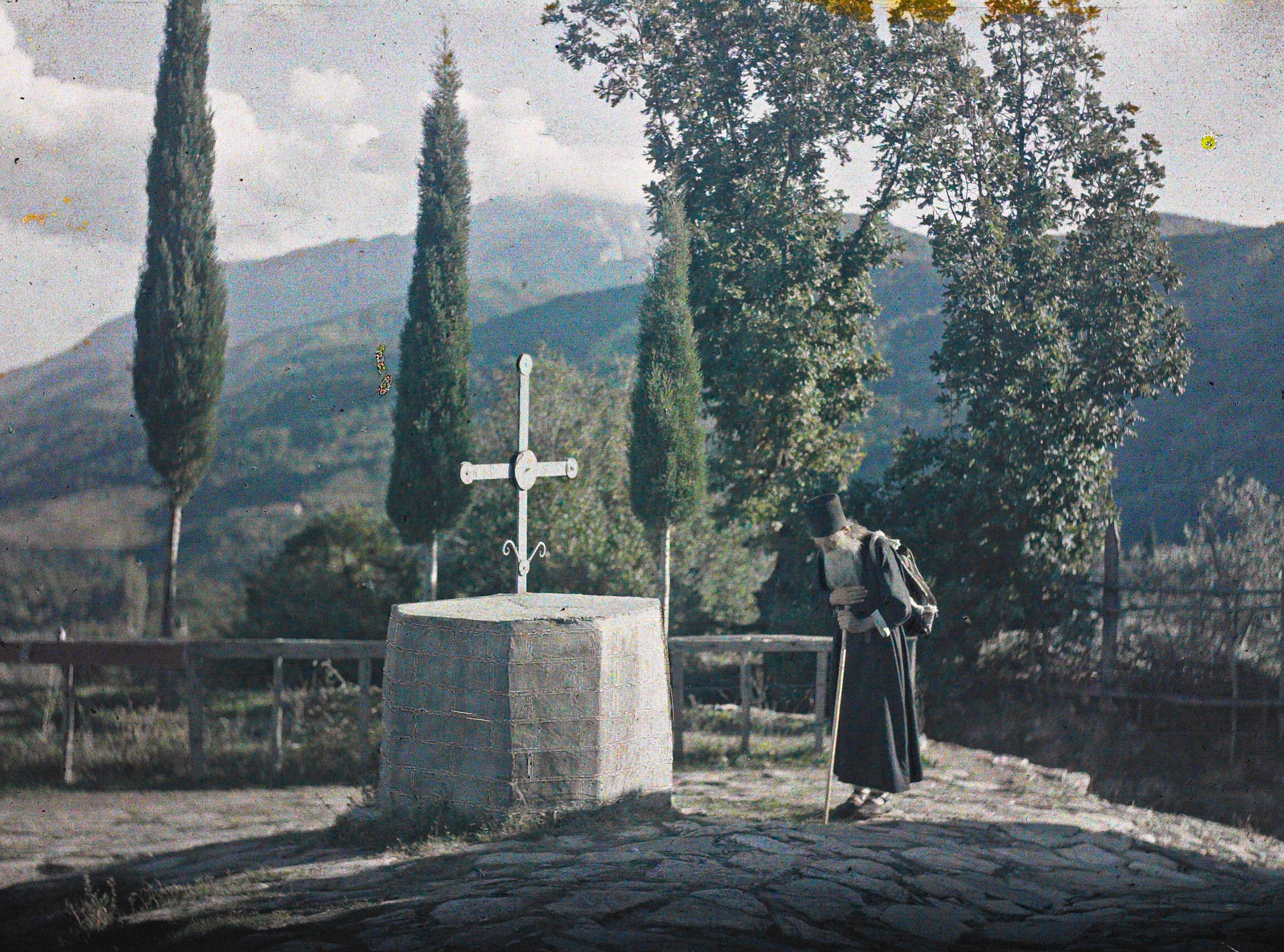 Карьес, Греция, 1918 год, автор Фернан Кювилль (автохром)