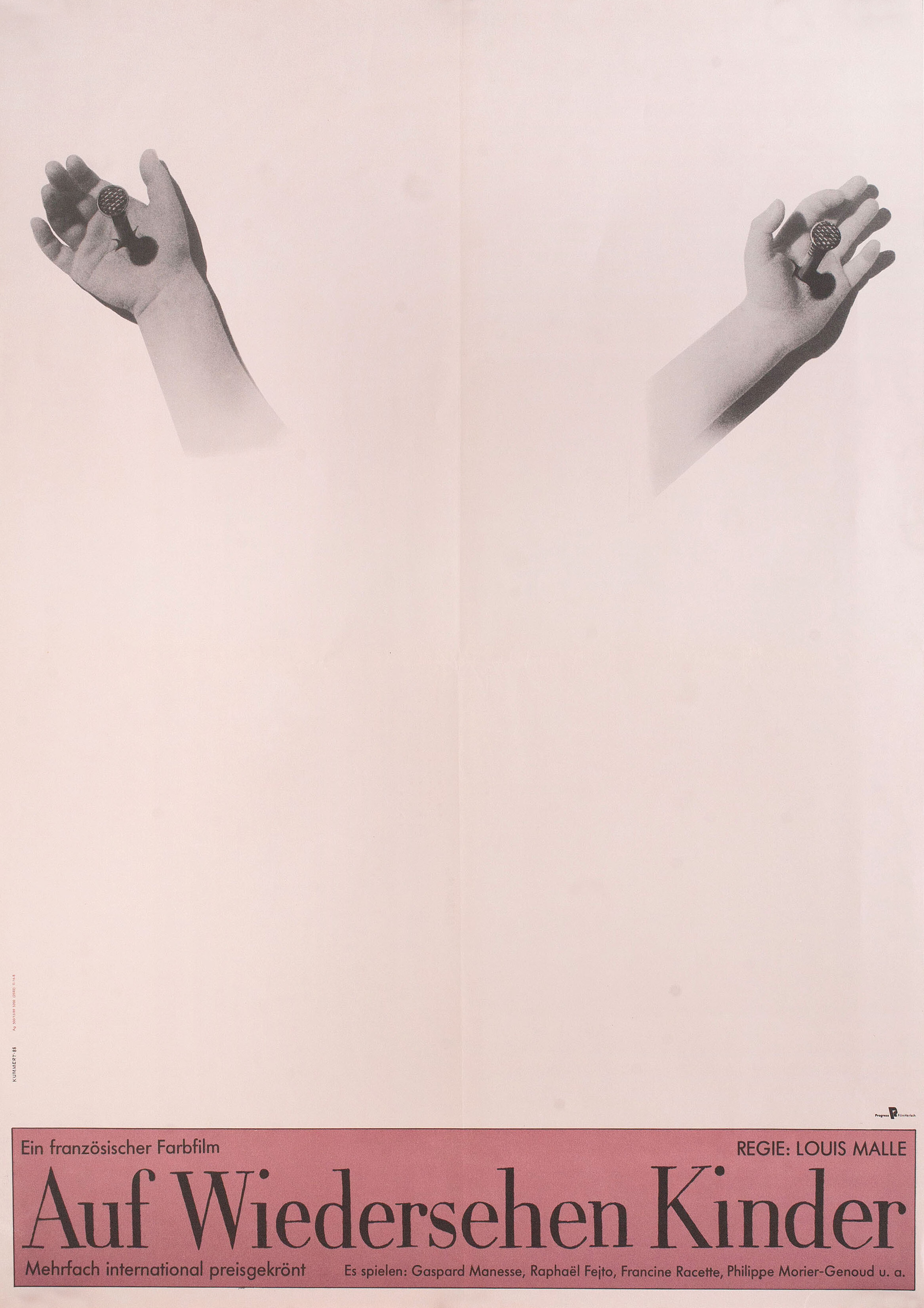 До свидания, дети (Au Revoir Les Enfants, 1987), режиссёр Луи Маль, East немецкий (ФРГ) постер к фильму, автор Отто Куммерт, 1988 год