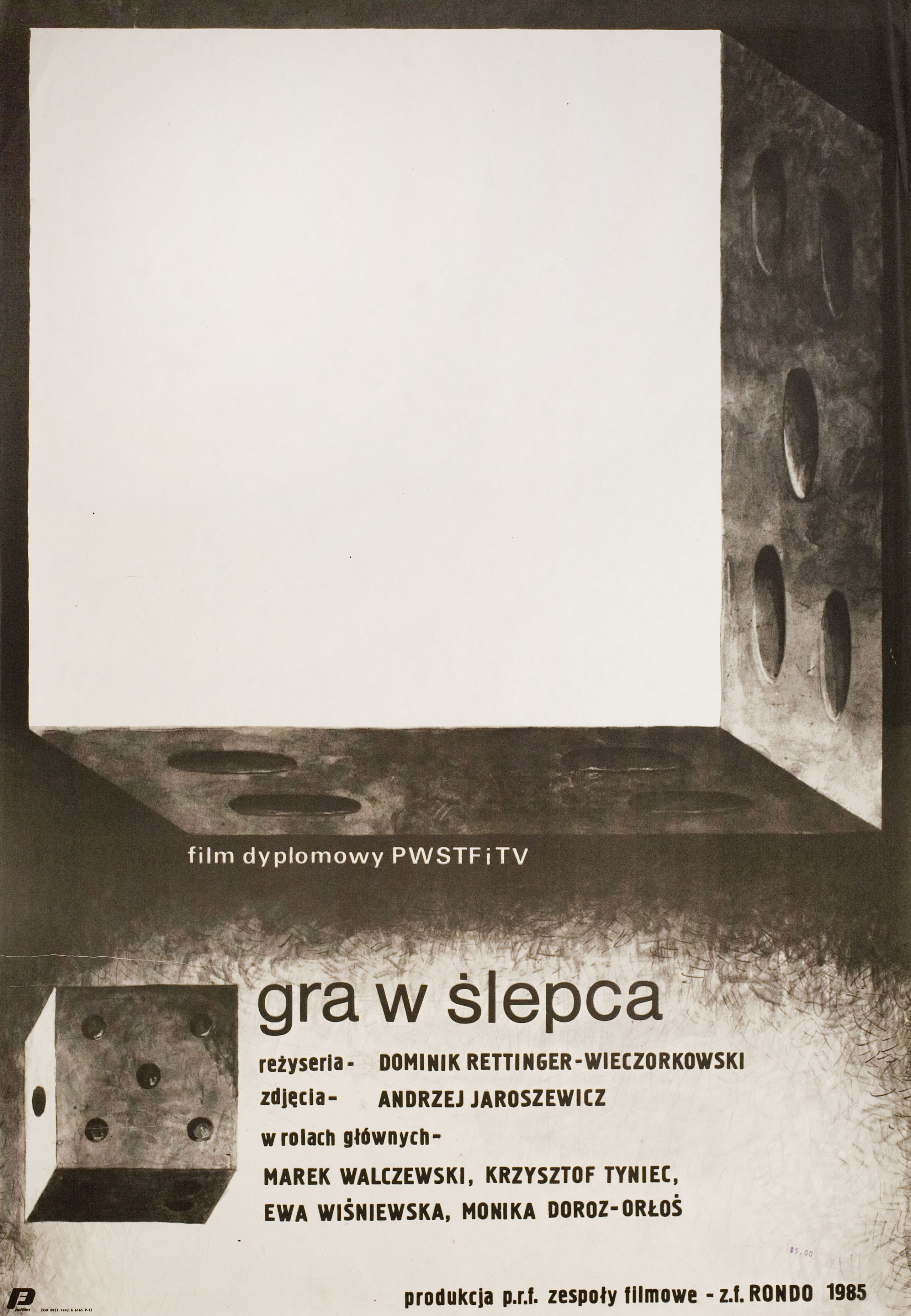 Игра слепого (Gra w slepca, 1986), режиссёр Доминик В. Реттингер, польский постер к фильму, 1986 год