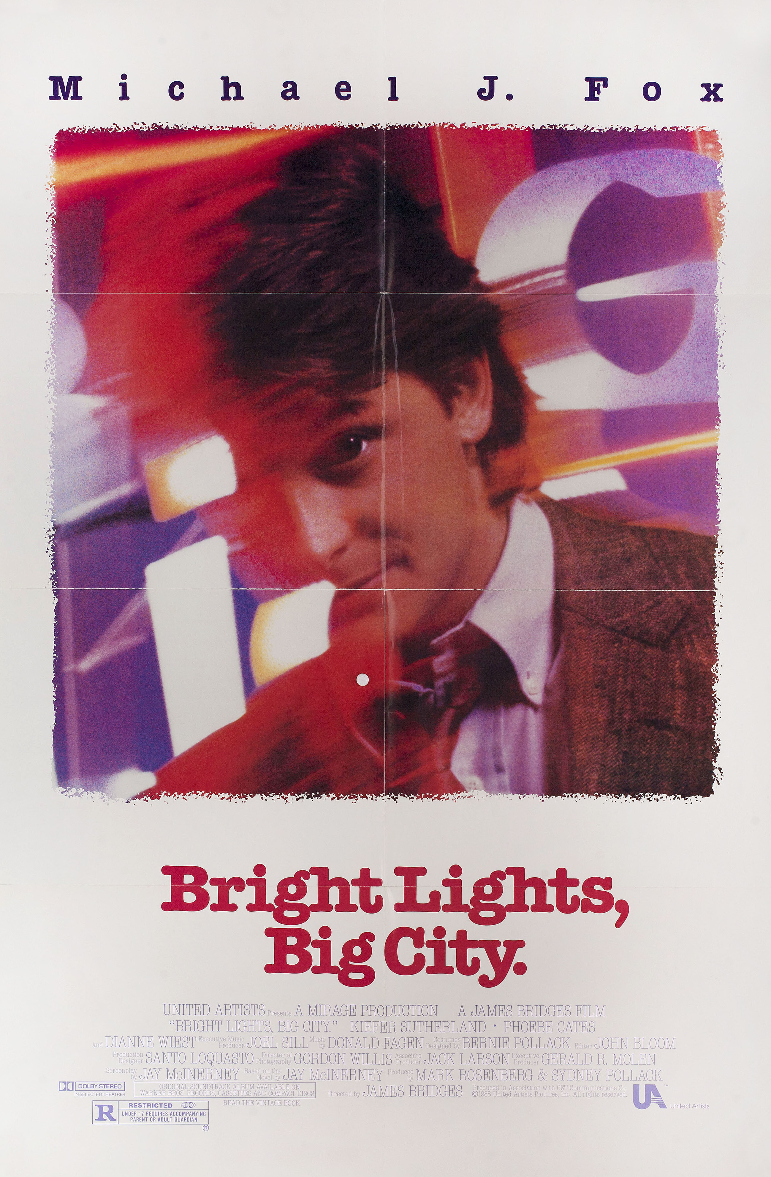 Яркие огни, большой город (Bright Lights, Big City, 1988), режиссёр Джеймс Бриджес, американский постер к фильму, 1981 год