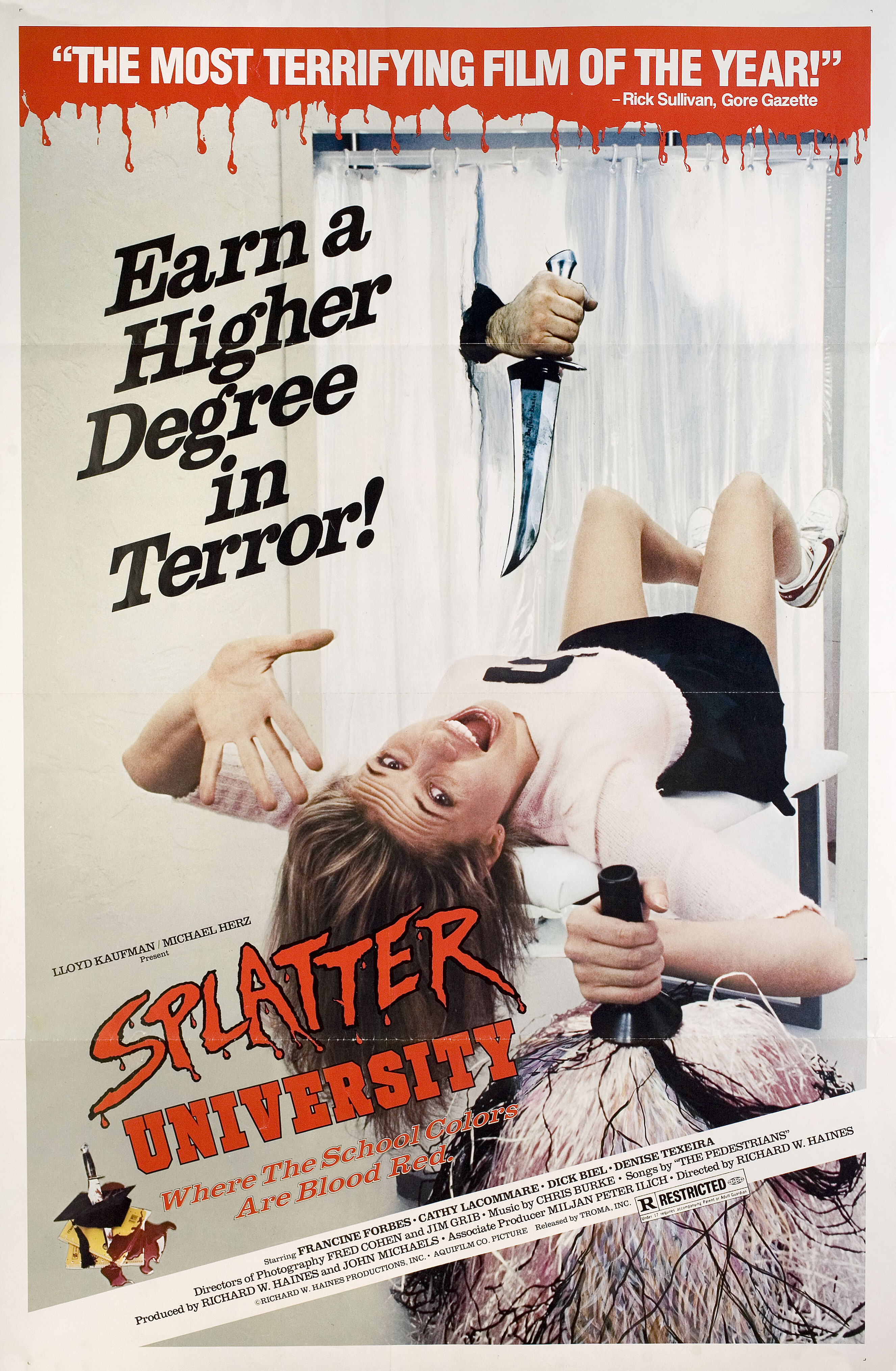 Окраплённый университет (Splatter University, 1984), режиссёр Ричард В. Хейнс, американский постер к фильму, 1984 год