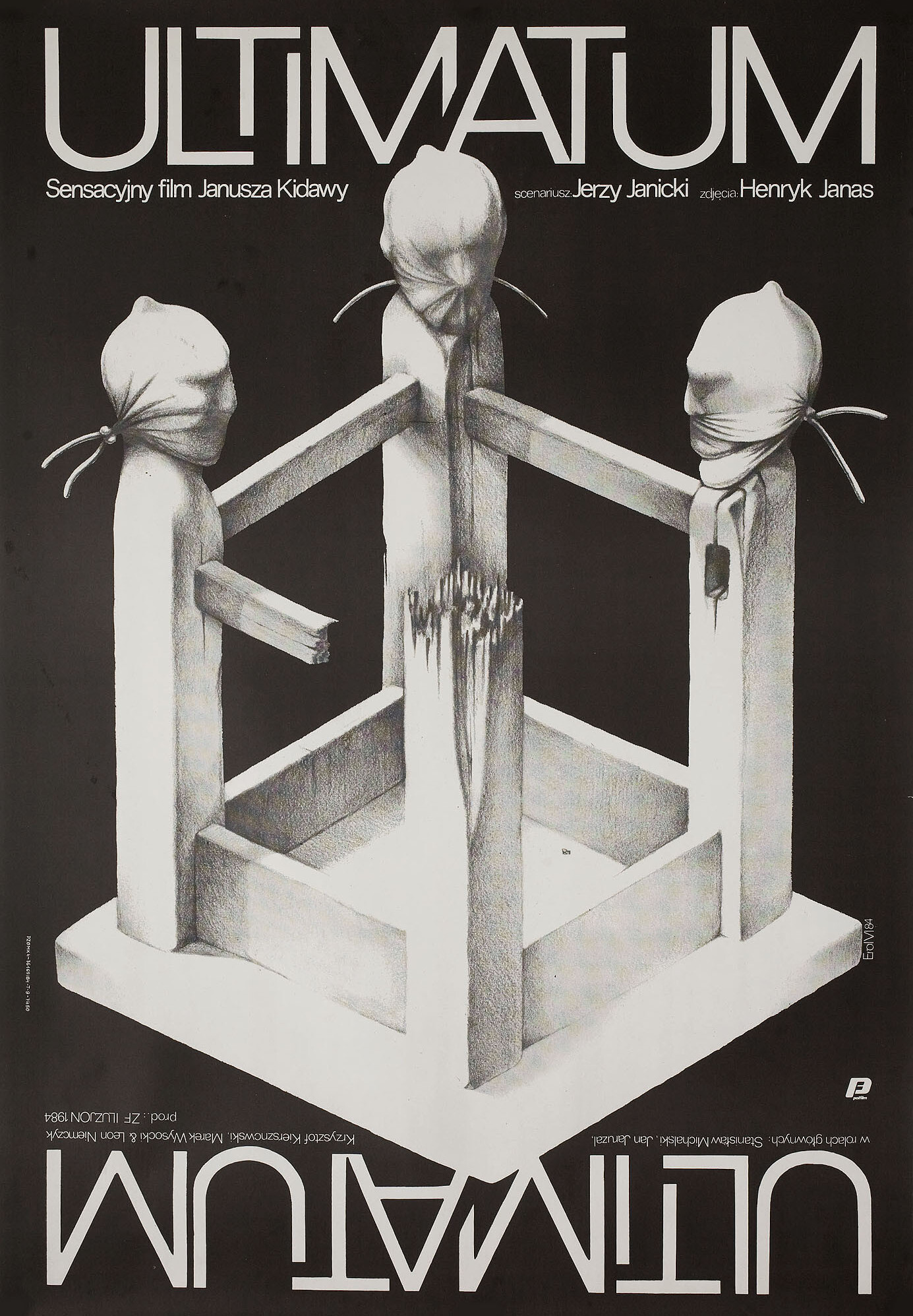 Ультиматум (Ultimatum, 1984), режиссёр Януш Кидава, польский постер к фильму, автор Якуб Эрол, 1984 год