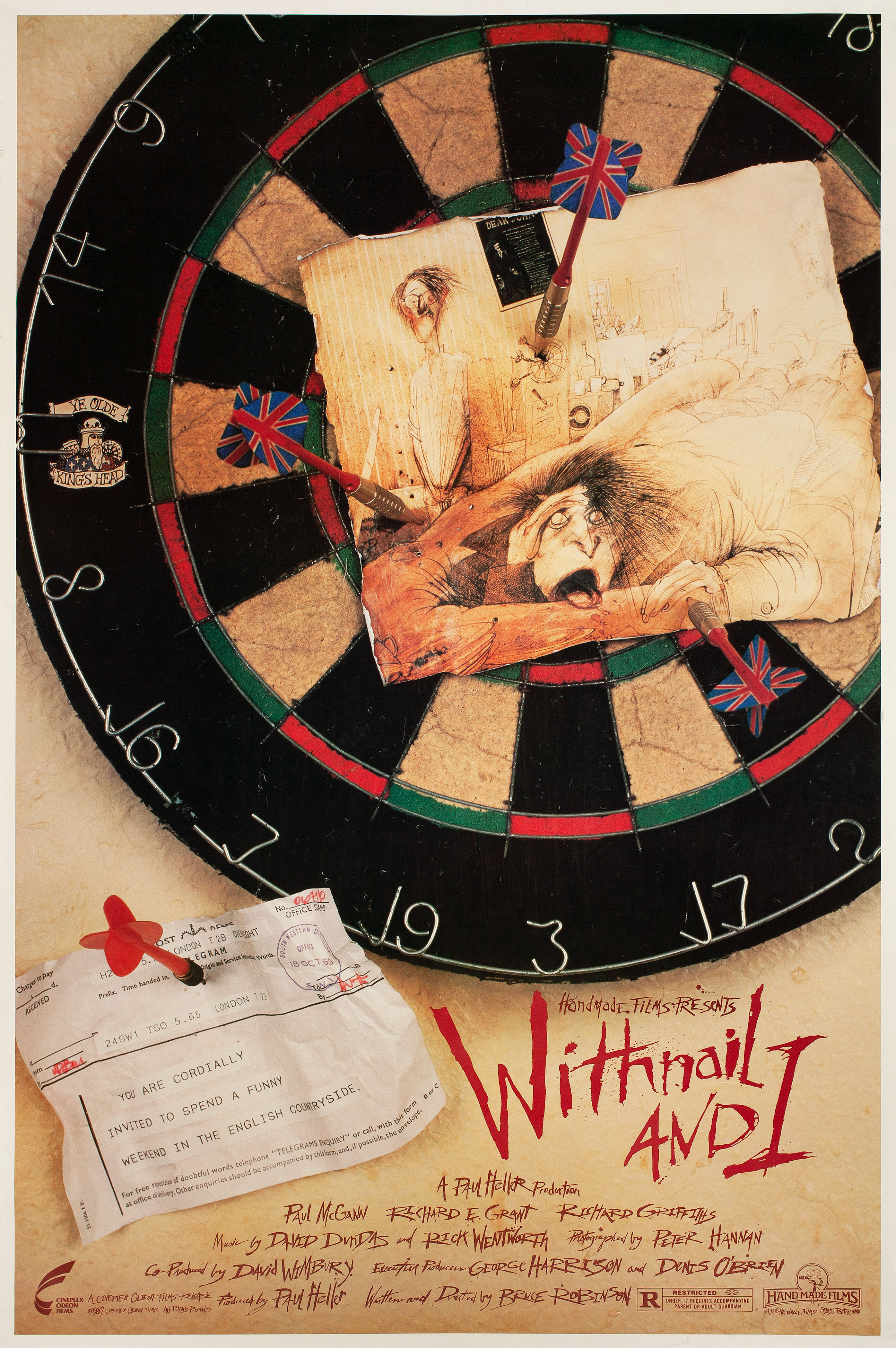 Уитнэйл и Я (Withnail & I, 1987), режиссёр Брюс Робинсон, американский постер к фильму, автор Ральф Стедман, 1987 год (2)