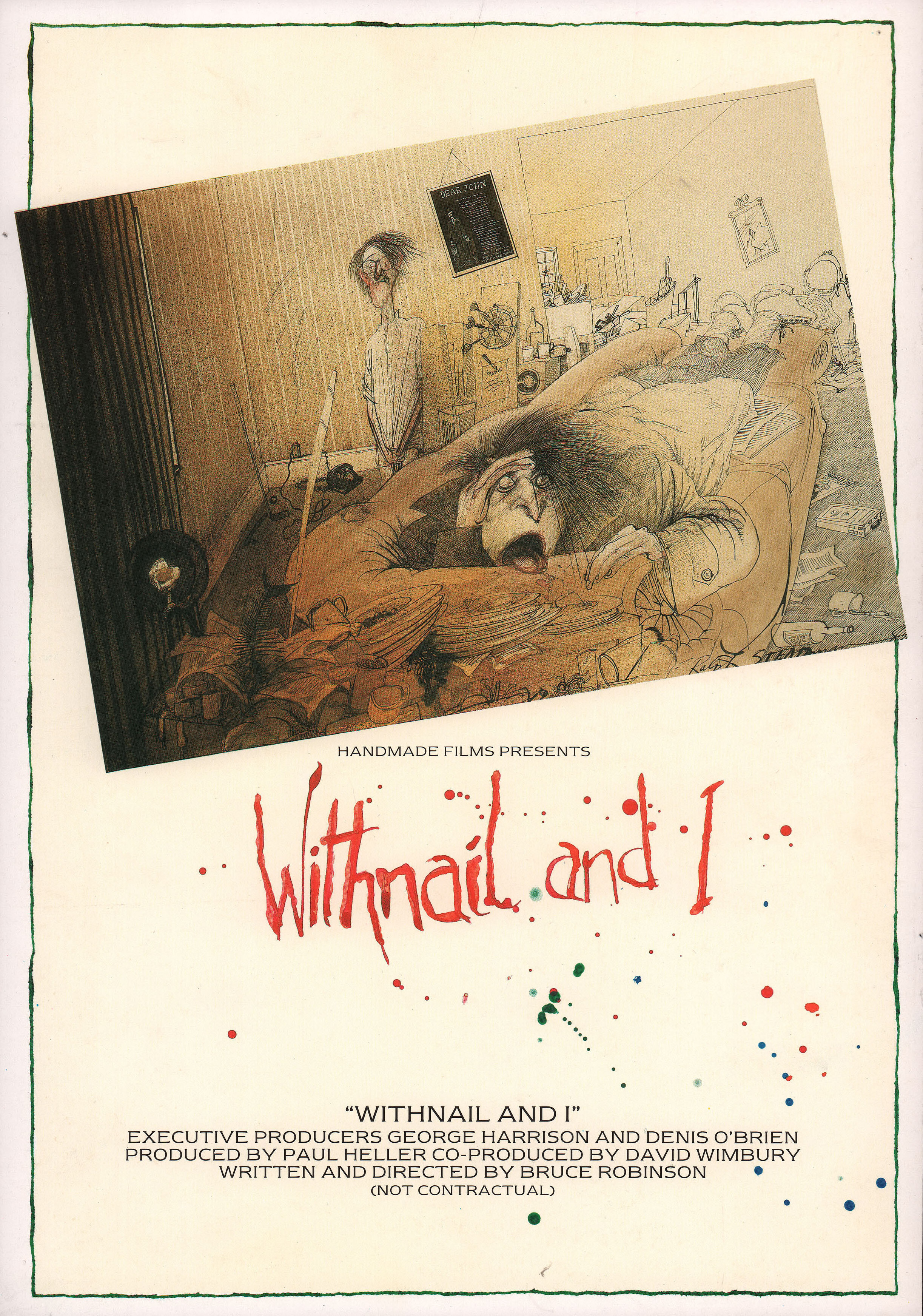 Уитнэйл и Я (Withnail & I, 1987), режиссёр Брюс Робинсон, американский постер к фильму, автор Ральф Стедман, 1987 год (1)