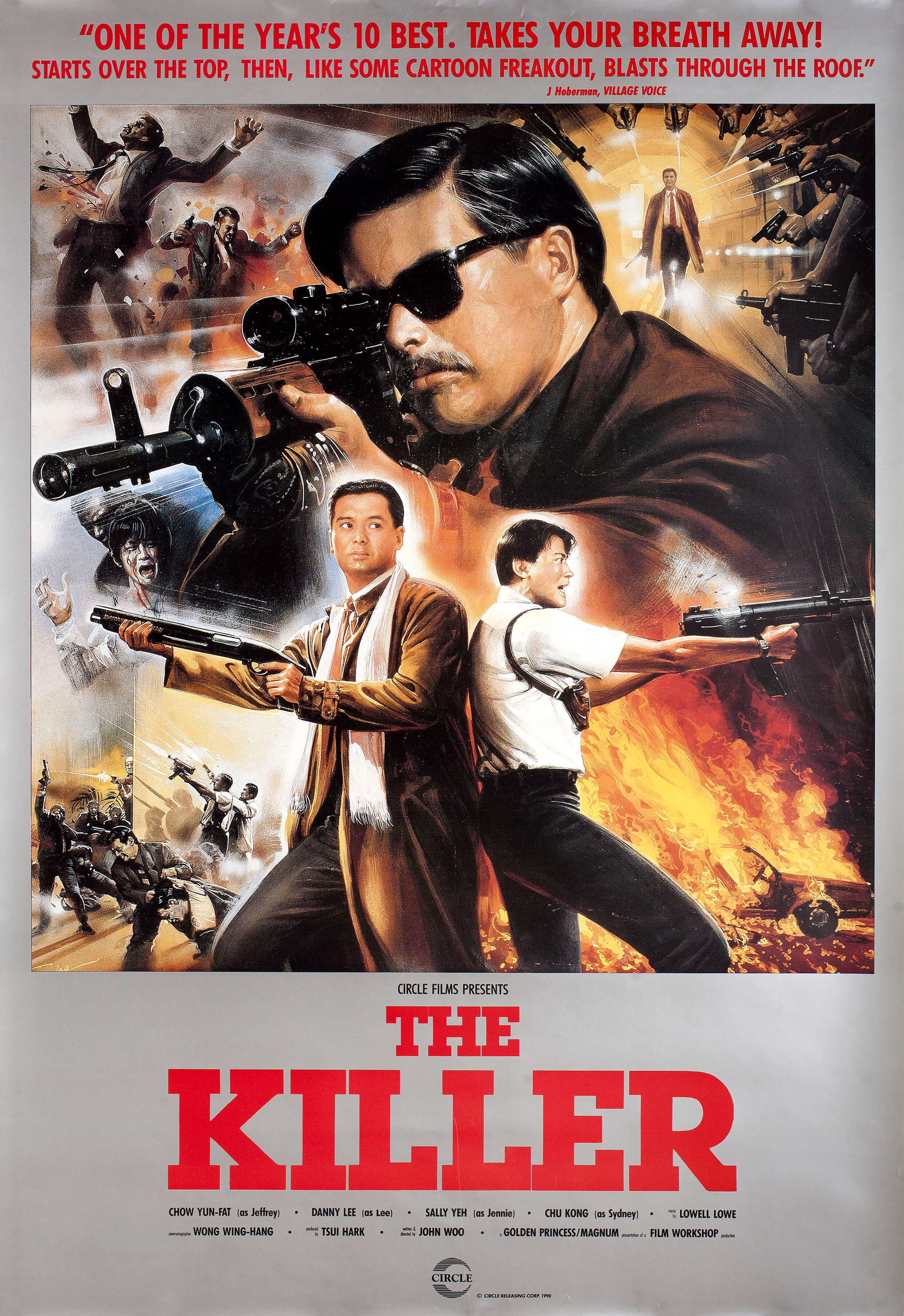 Наёмный убийца (The Killer, 1989), режиссёр Джон Ву, американский постер к фильму, автор Тонгди Панумс, 1989 год