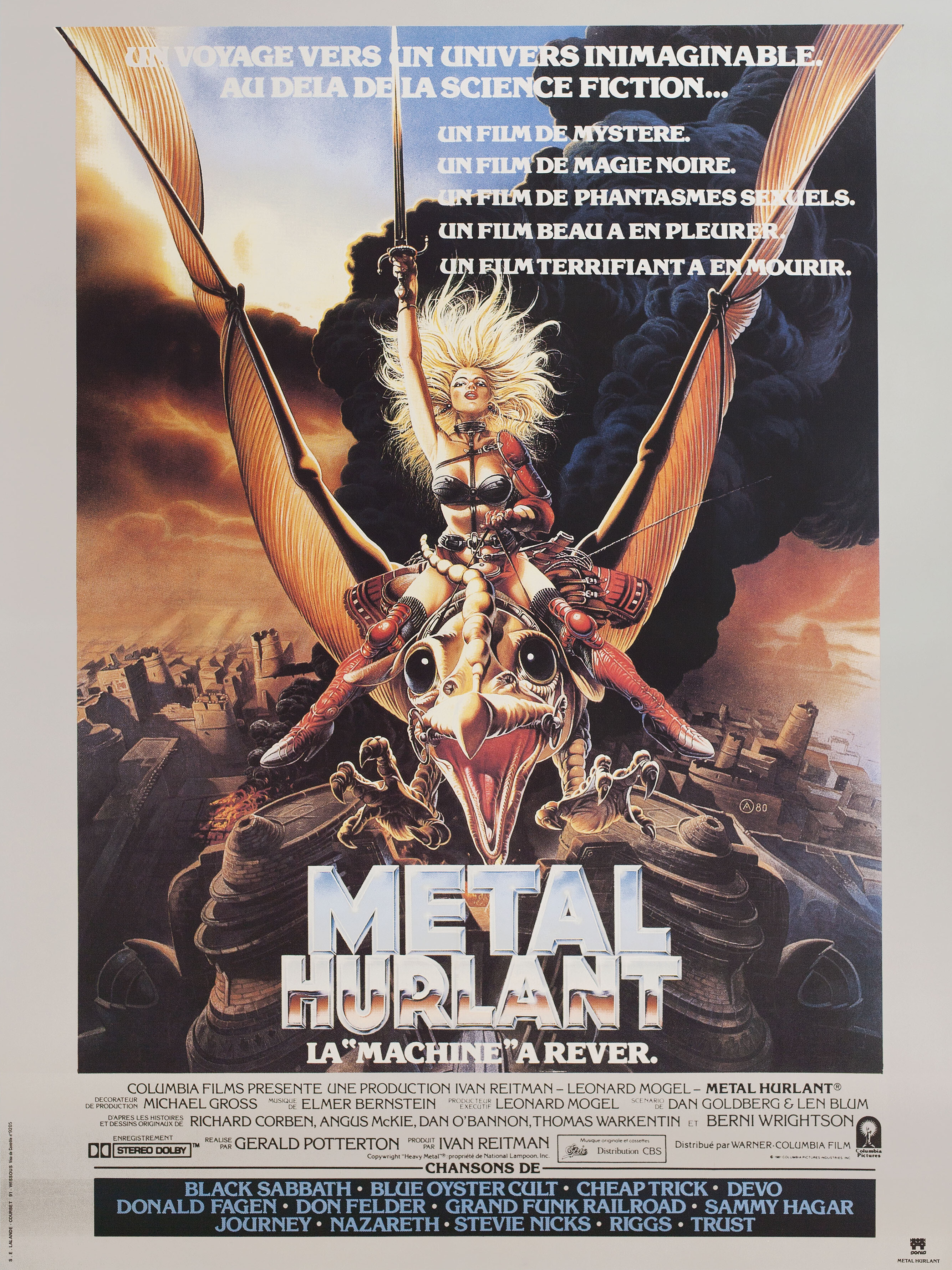 Тяжелый металл (Heavy Metal, 1981), режиссёр Джеральд Поттертон, французский постер к мультфильму, автор Крис Ахиллеос, 1981 год