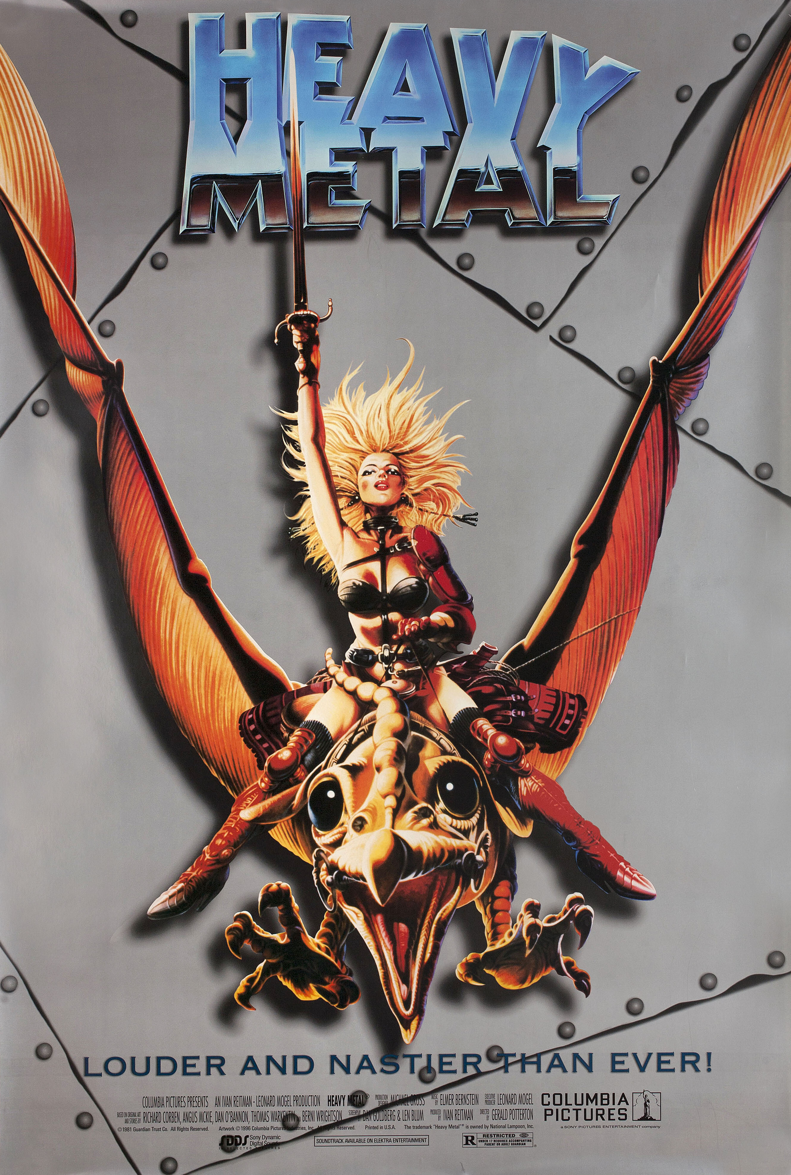 Тяжелый металл (Heavy Metal, 1981), режиссёр Джеральд Поттертон, американский постер к мультфильму, автор Крис Ахиллеос, 1996 год