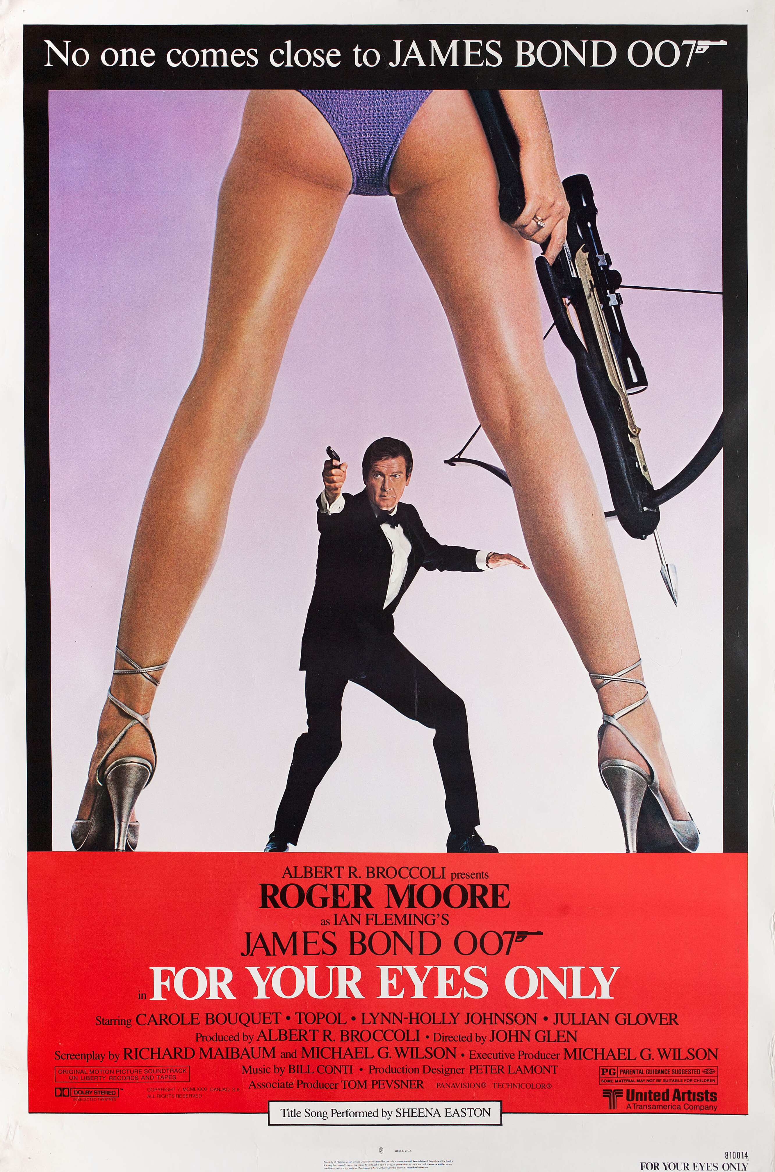 Только для твоих глаз (For Your Eyes Only, 1981), режиссёр Джон Глен, американский постер к фильму, автор Билл Голд, 1981 год
