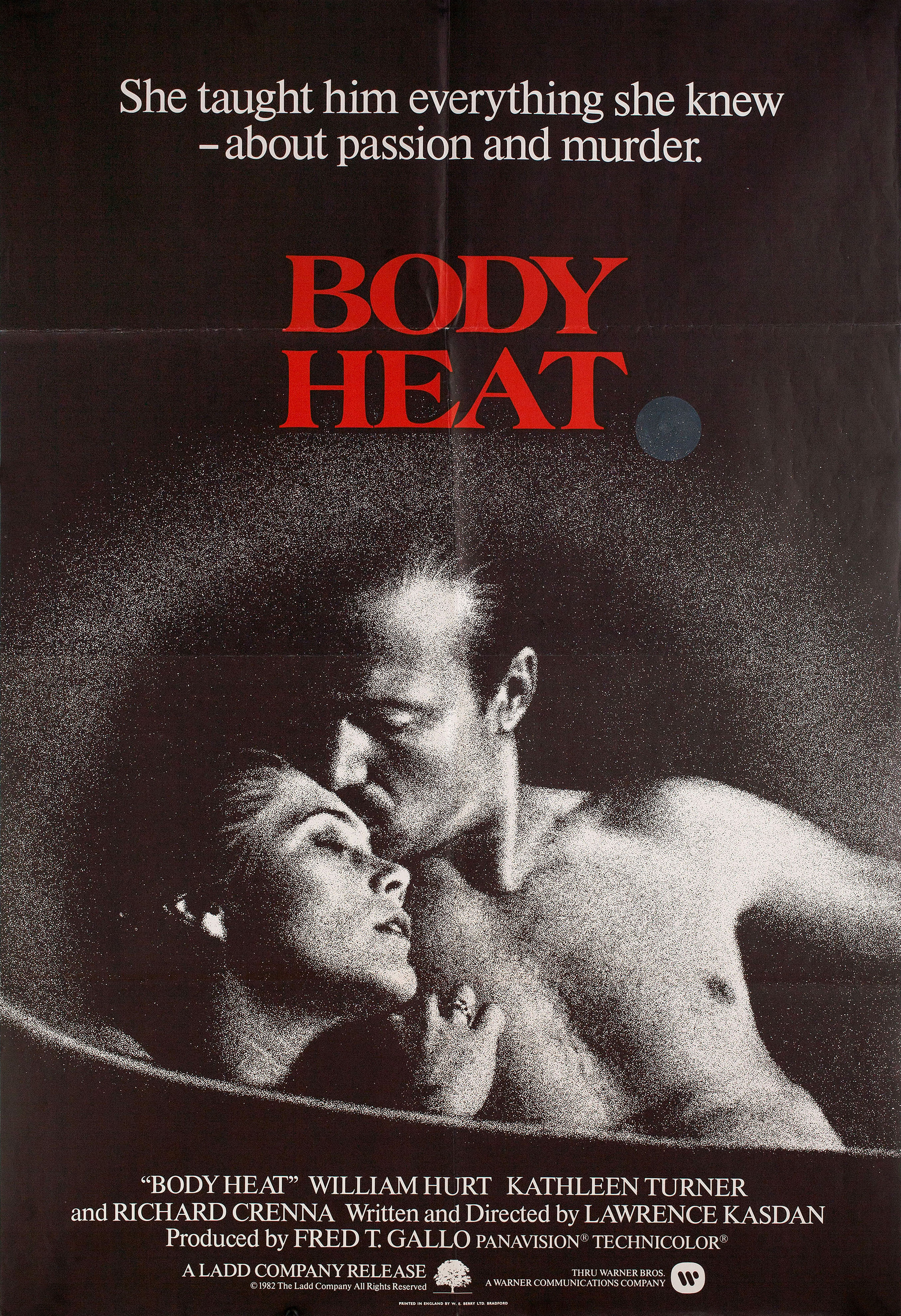 Жар тела (Body Heat, 1981), режиссёр Лоуренс Кэздан, британский постер к фильму, 1982 год