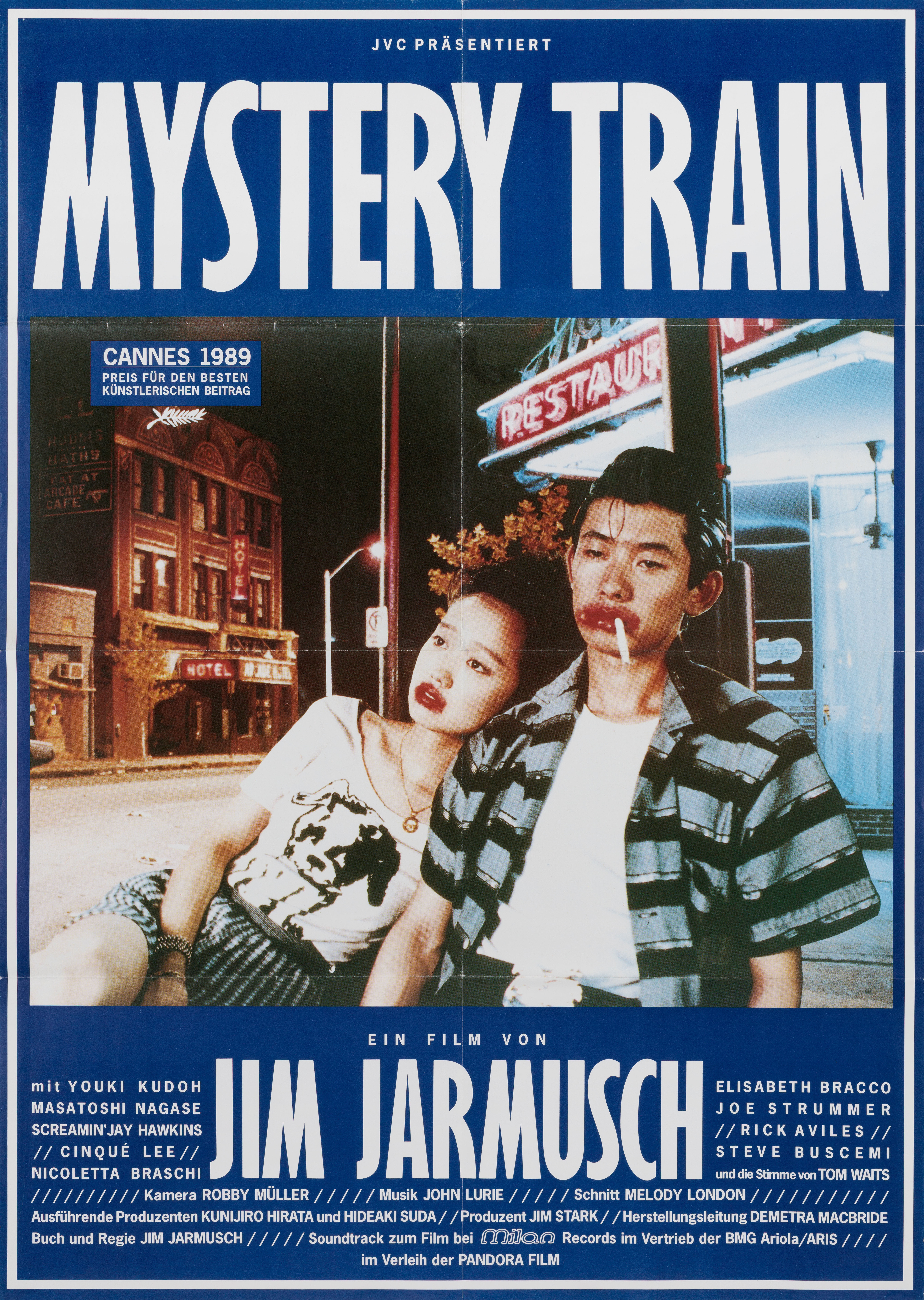 Таинственный поезд (Mystery Train, 1989), режиссёр Джим Джармуш, немецкий (ФРГ) постер к фильму, 1989 год