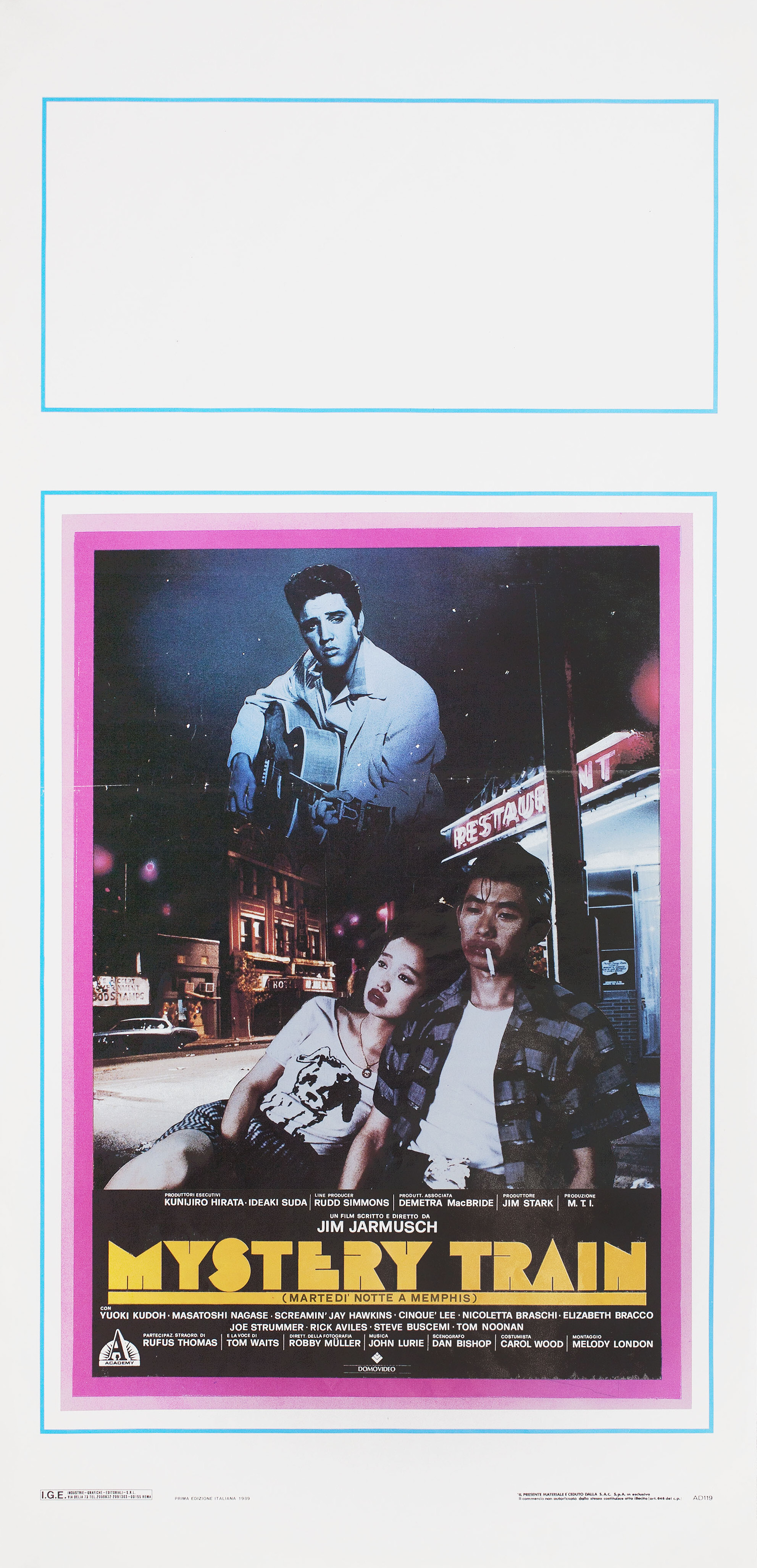 Таинственный поезд (Mystery Train, 1989), режиссёр Джим Джармуш, итальянский постер к фильму, 1989 год