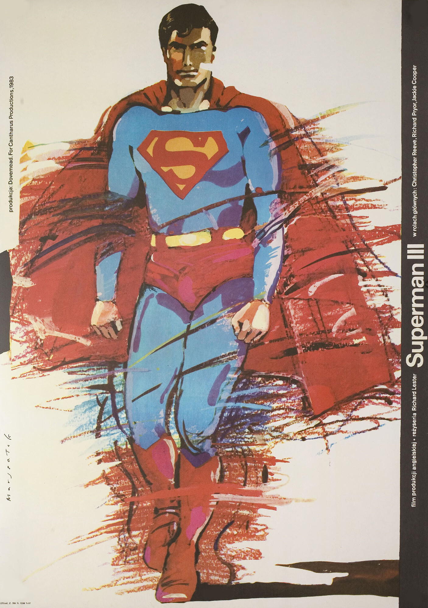 Супермен 3 (Superman III, 1983), режиссёр Ричард Лестер, польский постер к фильму, автор Гжегож Маршалек, 1983 год