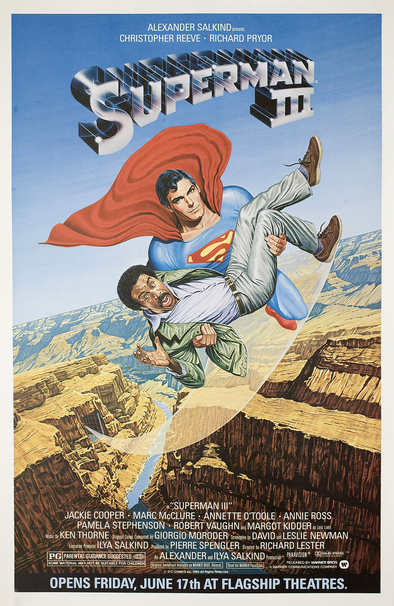 Супермен 3 (Superman III, 1983), режиссёр Ричард Лестер, американский постер к фильму, автор Ларри Солк, 1983 год (1)