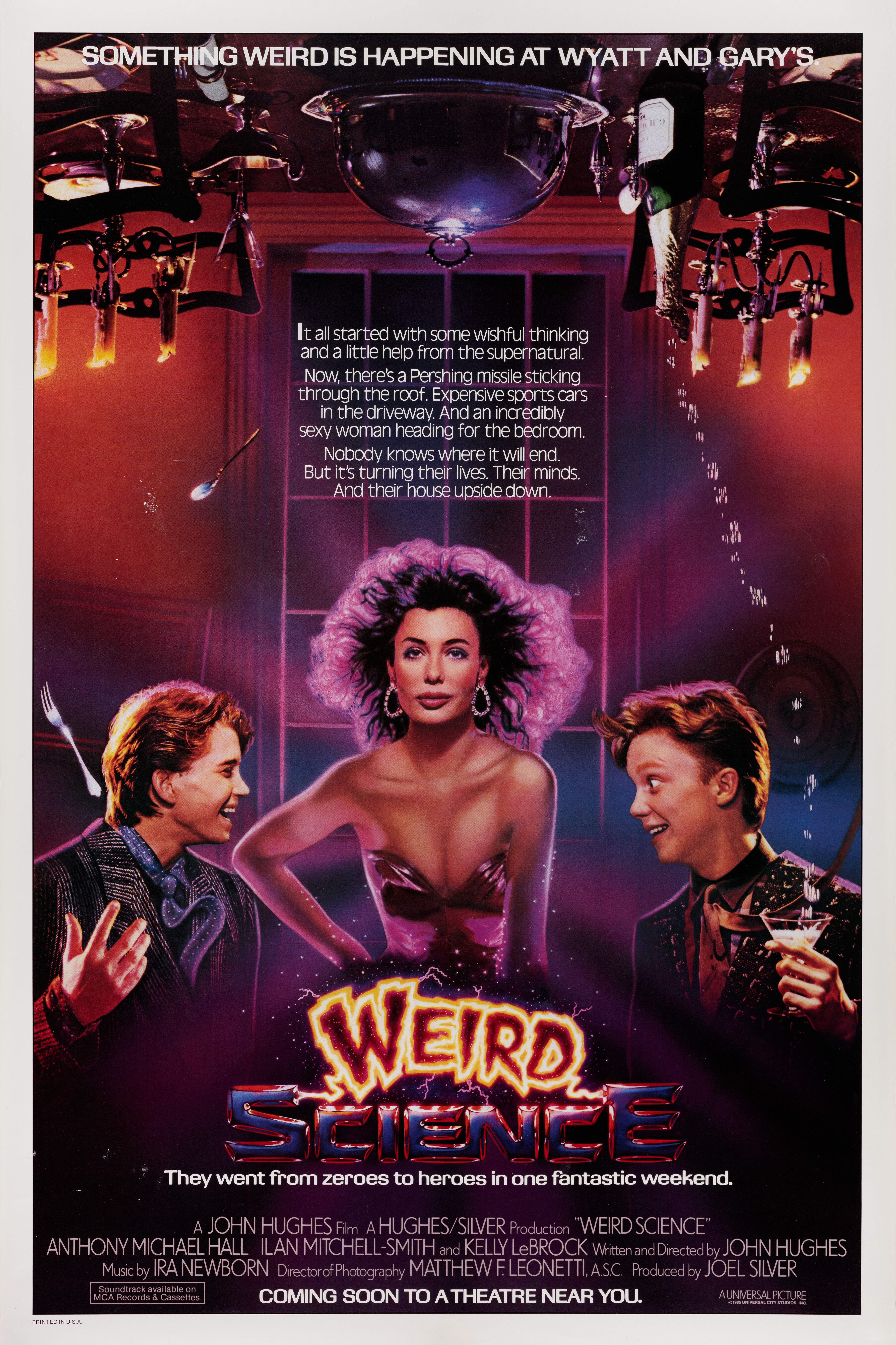 Ох уж эта наука! (Weird Science, 1985), режиссёр Джон Хьюз, американский постер к фильму, 1985 год