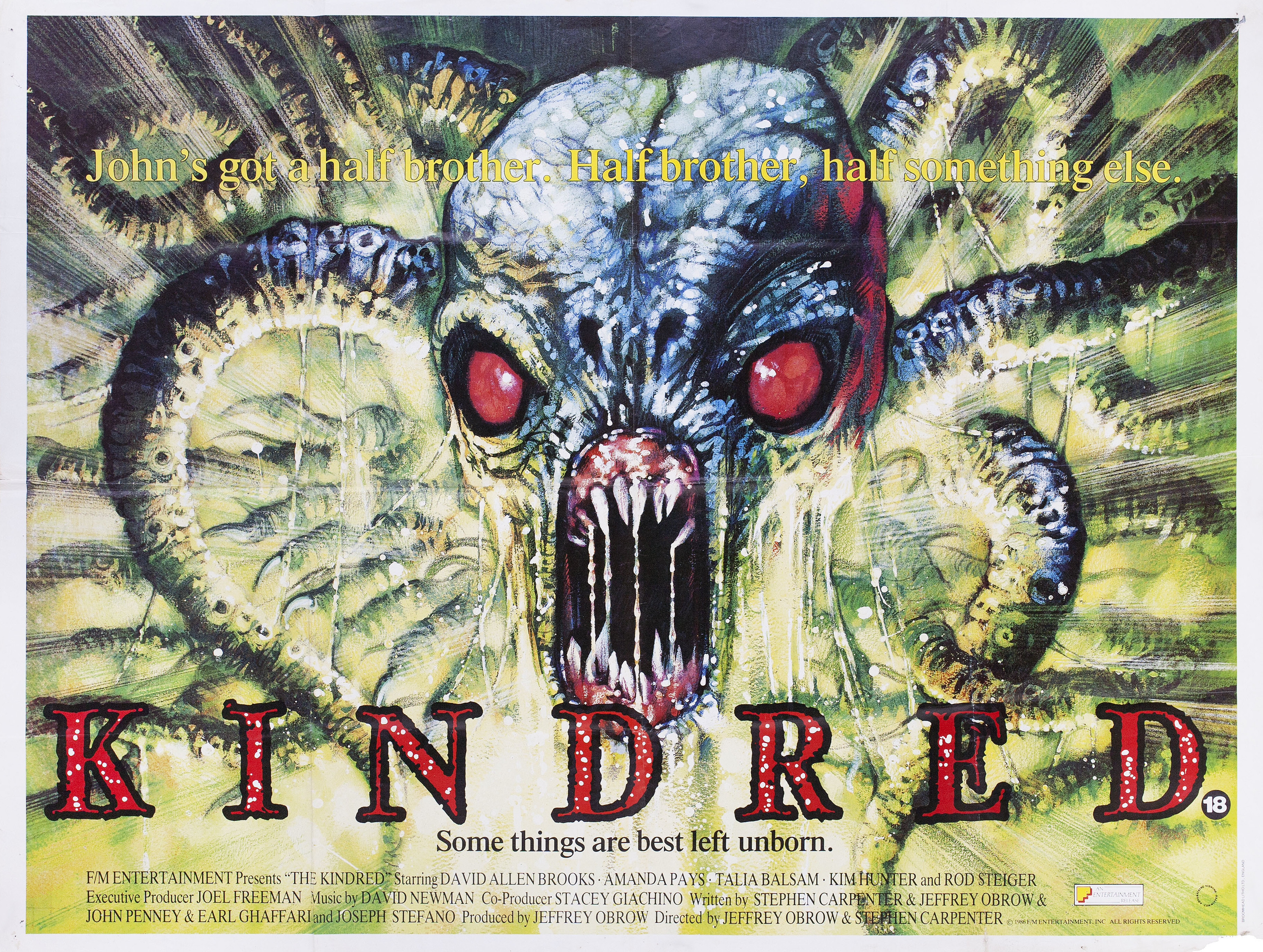 Родственник (The Kindred, 1987), режиссёр Стивен Карпентер, британский постер к фильму, автор Грэм Хамфрис, 1987 год