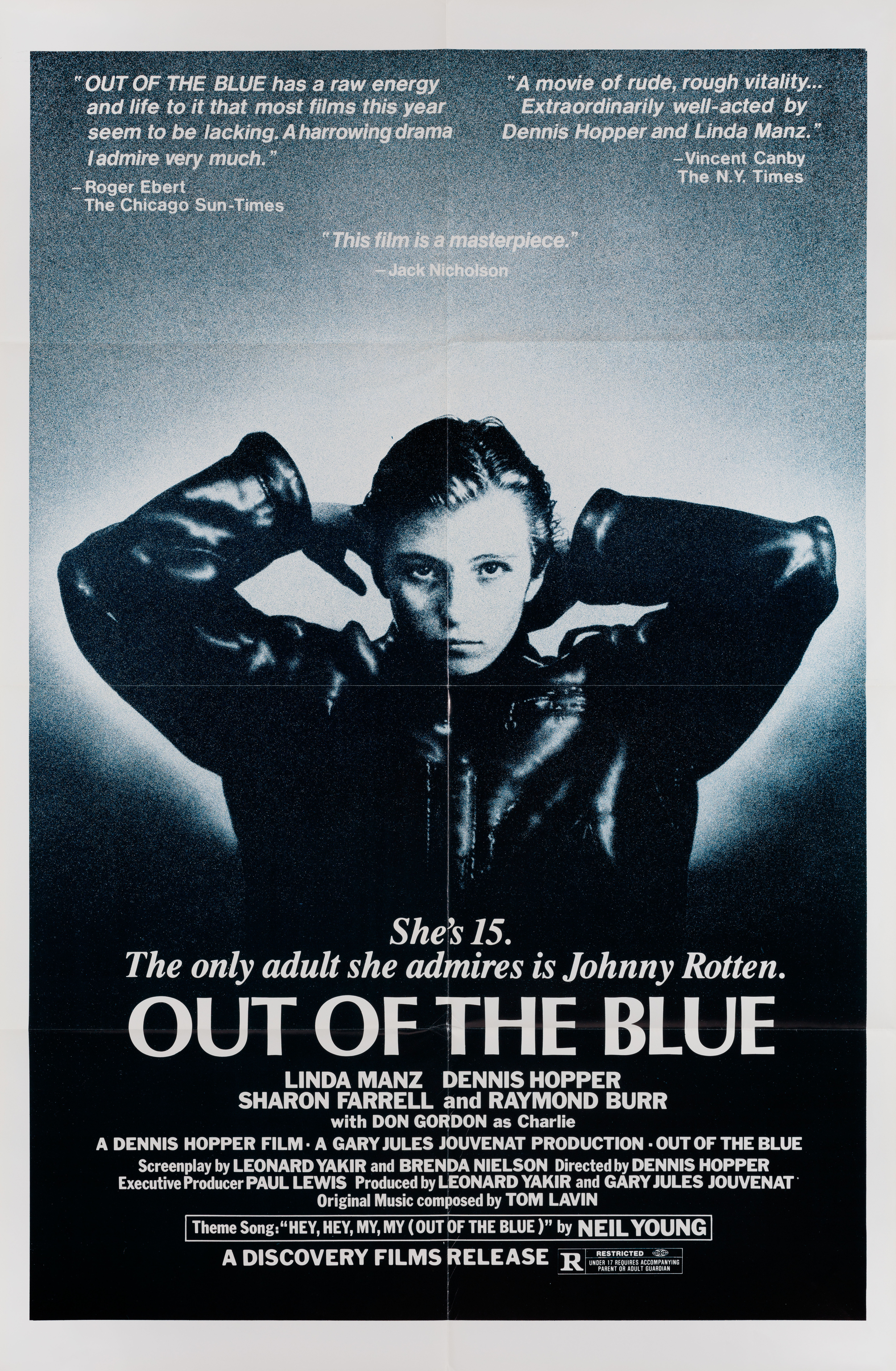 Как гром среди ясного неба (Out of the Blue, 1980), режиссёр Деннис Хоппер, американский постер к фильму, 1980 год