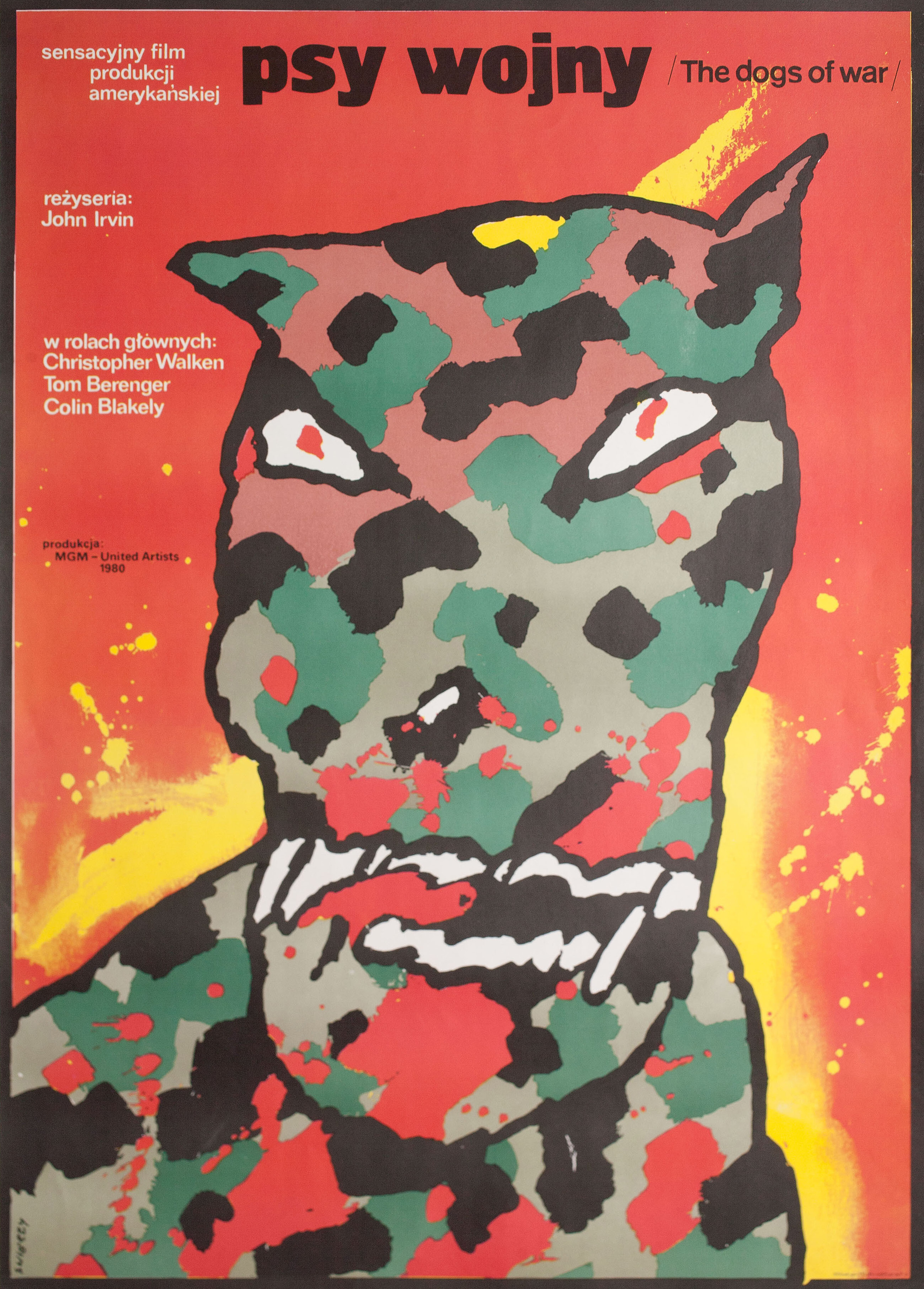 Псы войны (The Dogs of War, 1980), режиссёр Джон Ирвин, польский постер к фильму, автор Вальдемар Свежи, 1984 год