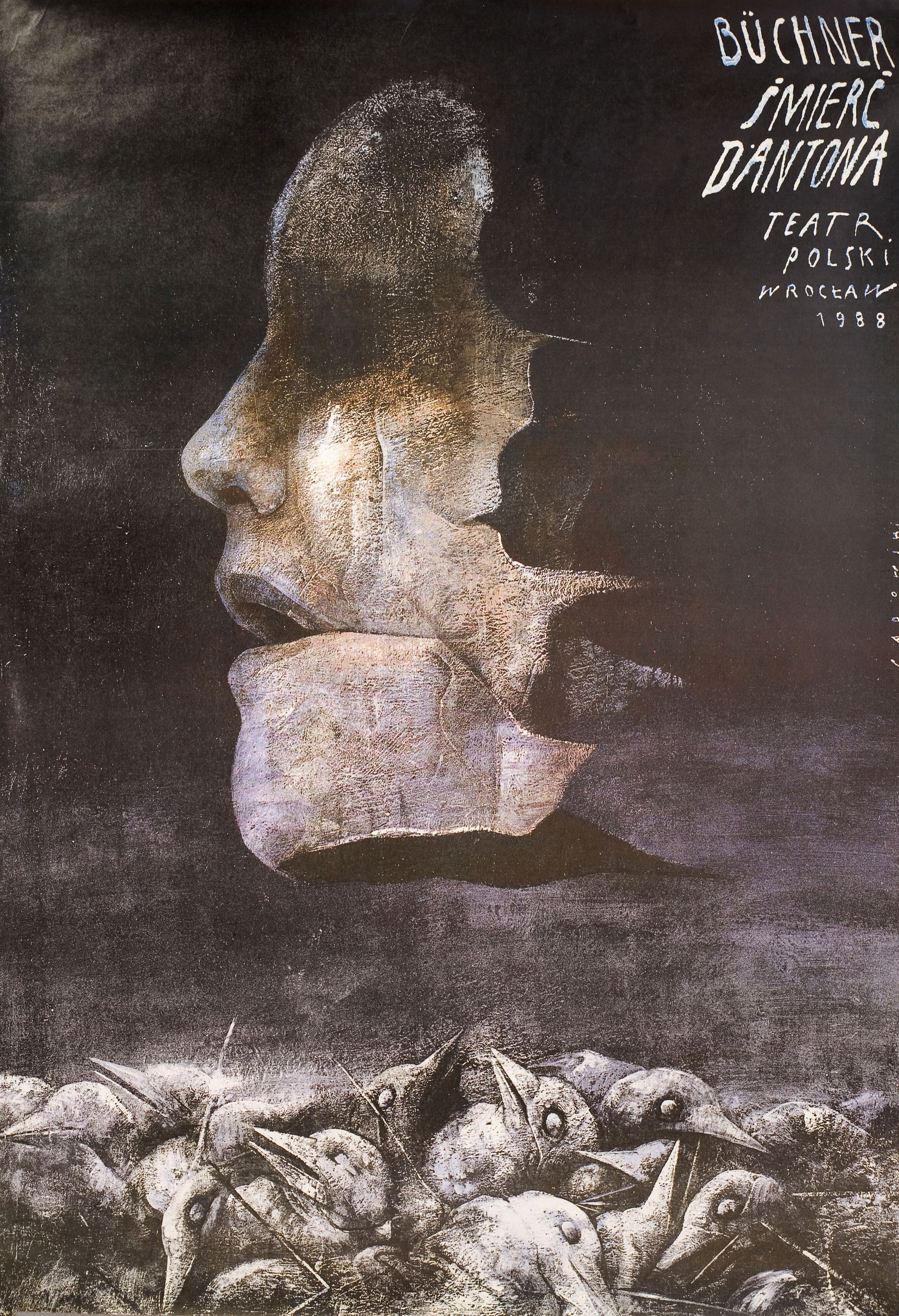 Смерть Дантона, польский постер, автор Виктор Садовский, 1988 год