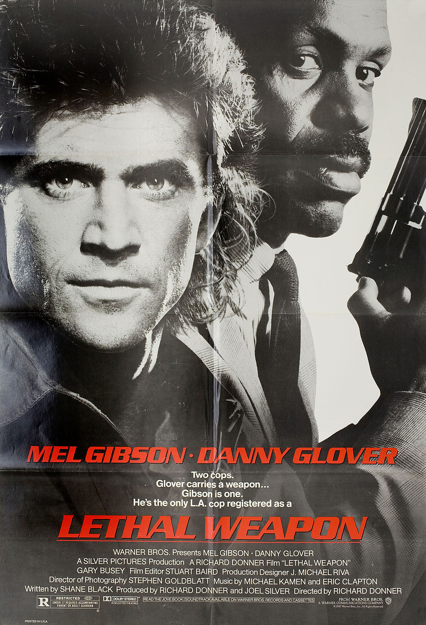 Смертельное оружие (Lethal Weapon, 1987), режиссёр Ричард Доннер, американский постер к фильму, 1987 год
