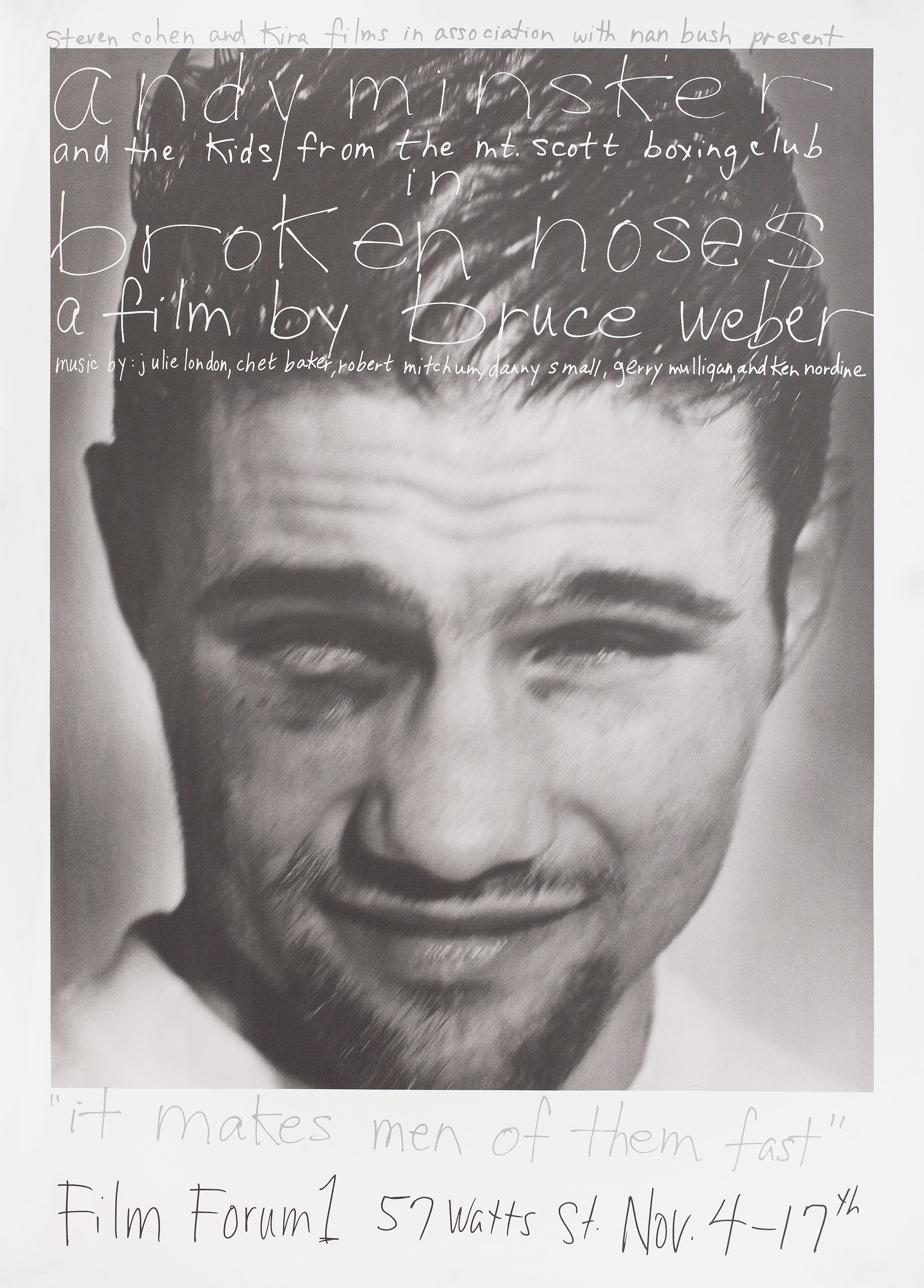 Сломанные носы (Broken Noses, 1987), режиссёр Брюс Вебер, американский постер к фильму, 1987 год (4)