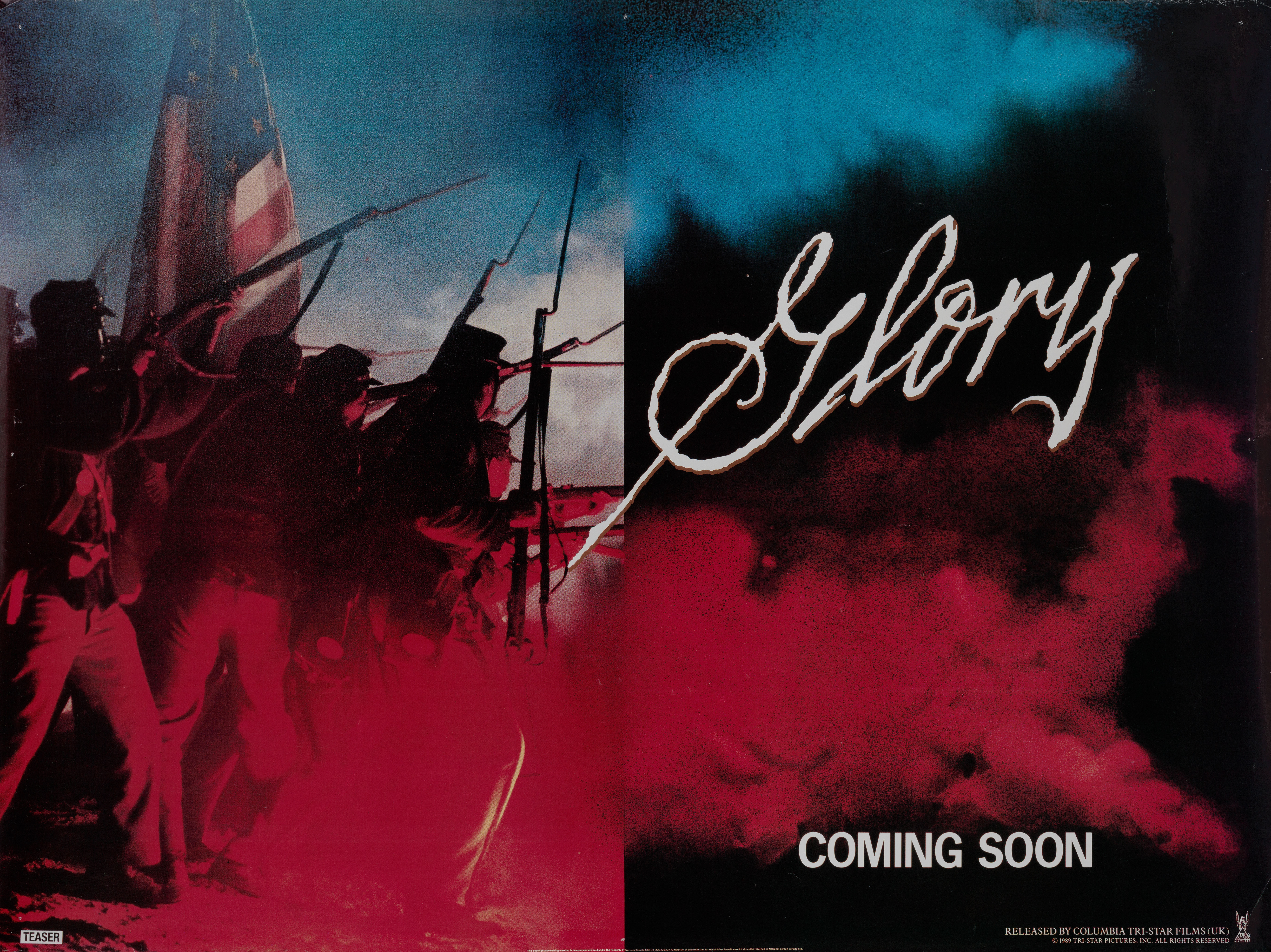 Доблесть (Glory, 1989), режиссёр Эдвард Цвик, британский постер к фильму, 1989 год