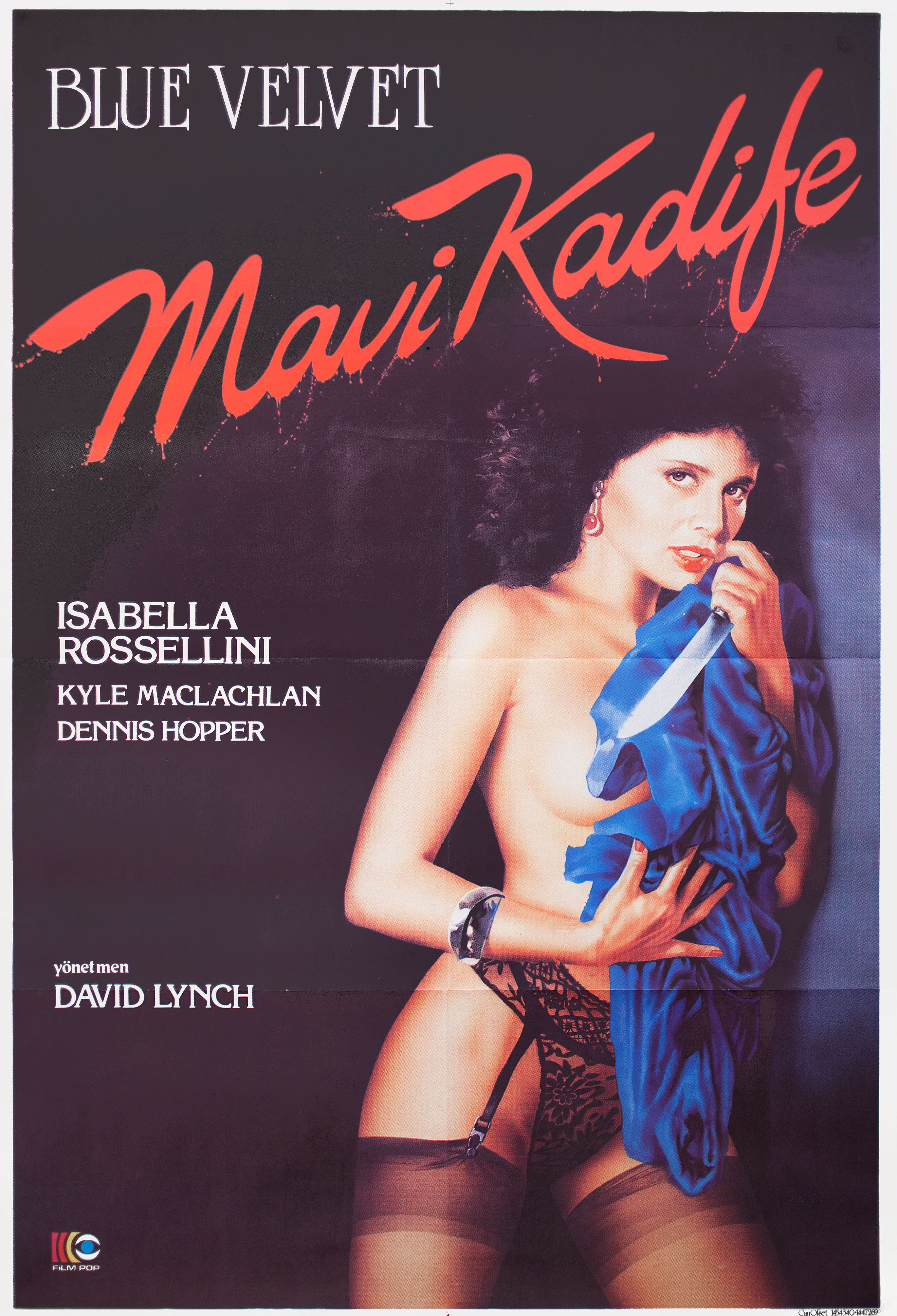 Синий бархат (Blue Velvet, 1986), режиссёр Дэвид Линч, турецкий постер к фильму, 1986 год