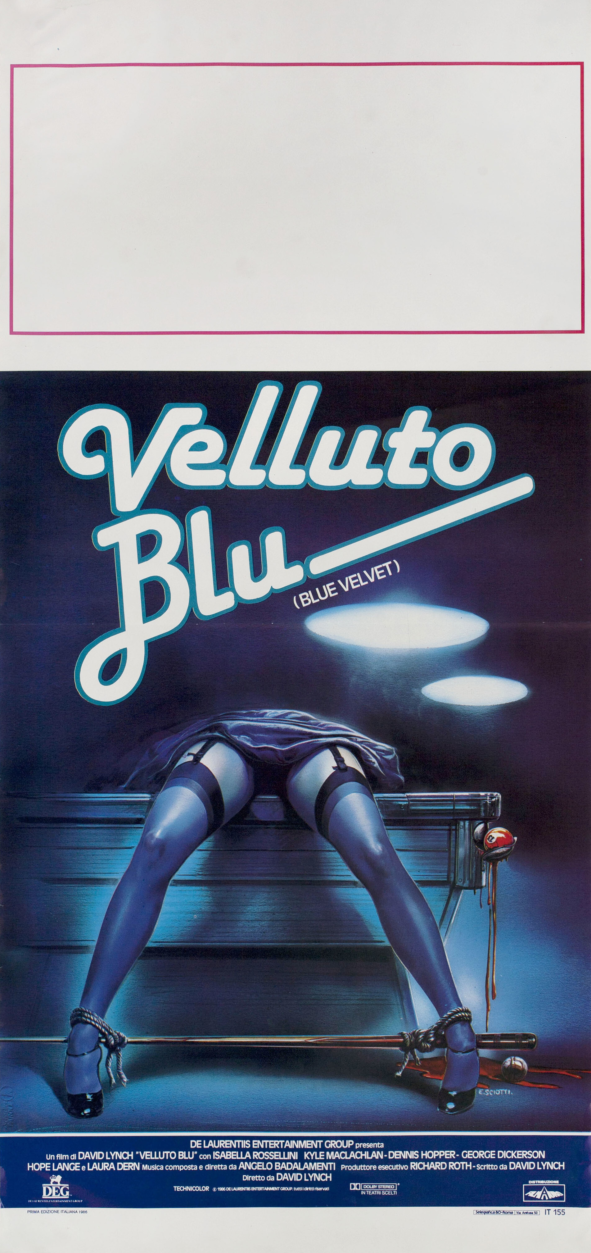 Синий бархат (Blue Velvet, 1986), режиссёр Дэвид Линч, итальянский постер к фильму, автор Энцо Шотти, 1986 год (1)