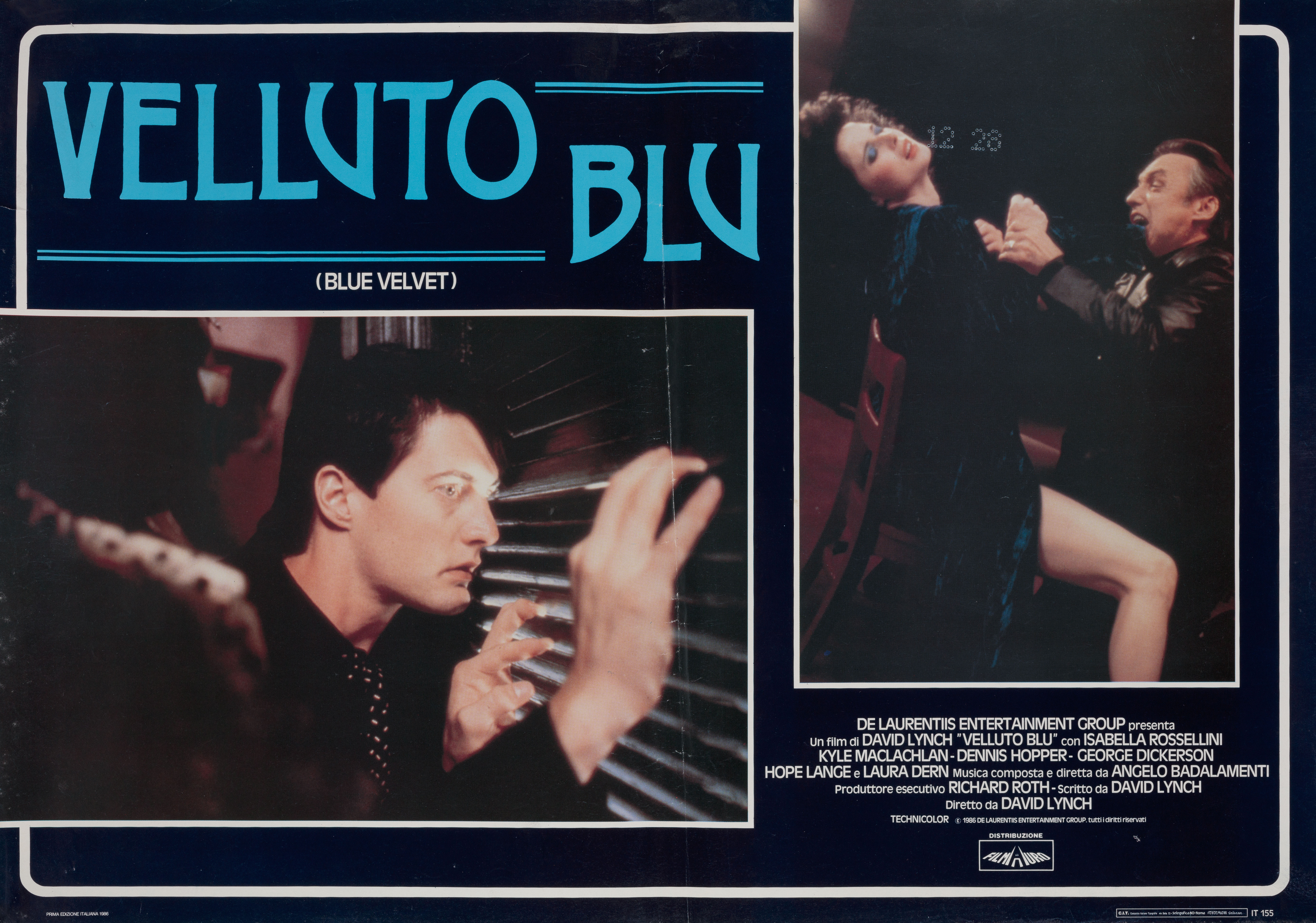 Синий бархат (Blue Velvet, 1986), режиссёр Дэвид Линч, итальянский постер к фильму, 1986 год (2)