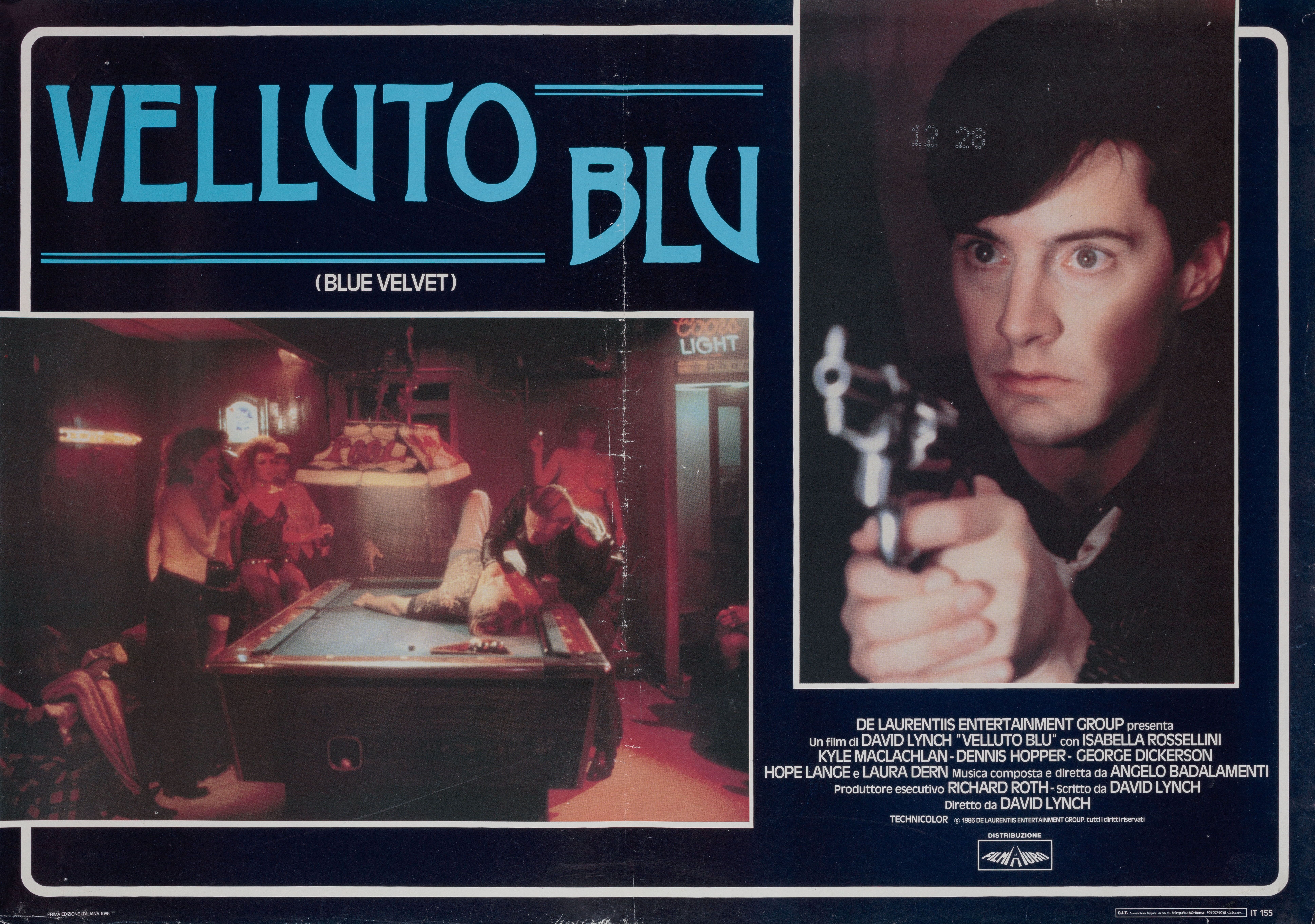 Синий бархат (Blue Velvet, 1986), режиссёр Дэвид Линч, итальянский постер к фильму, 1986 год (1)