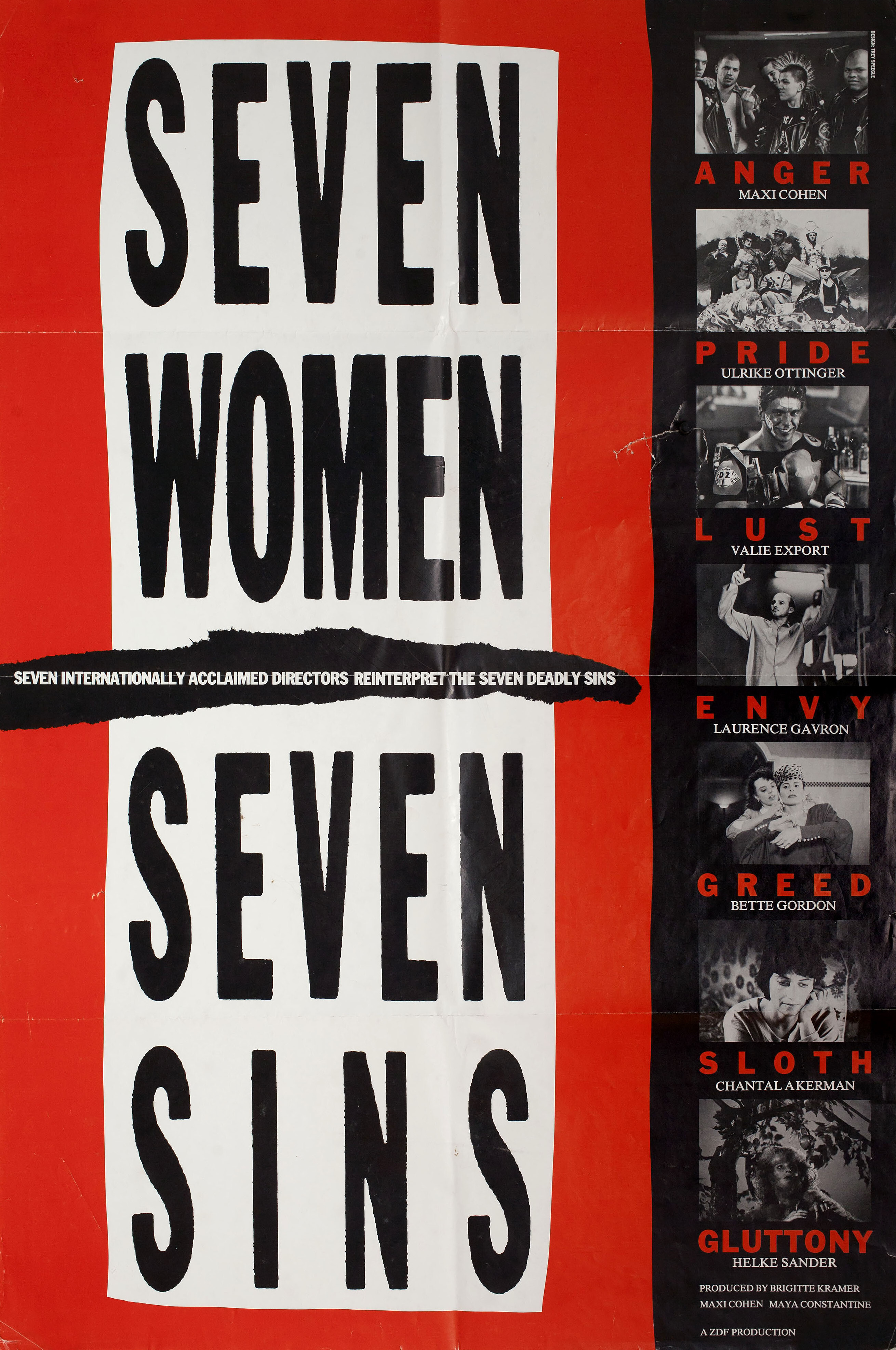 Семь женщин, семь грехов (Seven Women, Seven Sins, 1986), режиссёр Шанталь Акерман, американский постер к фильму, автор Трей Спигл, 1986 год