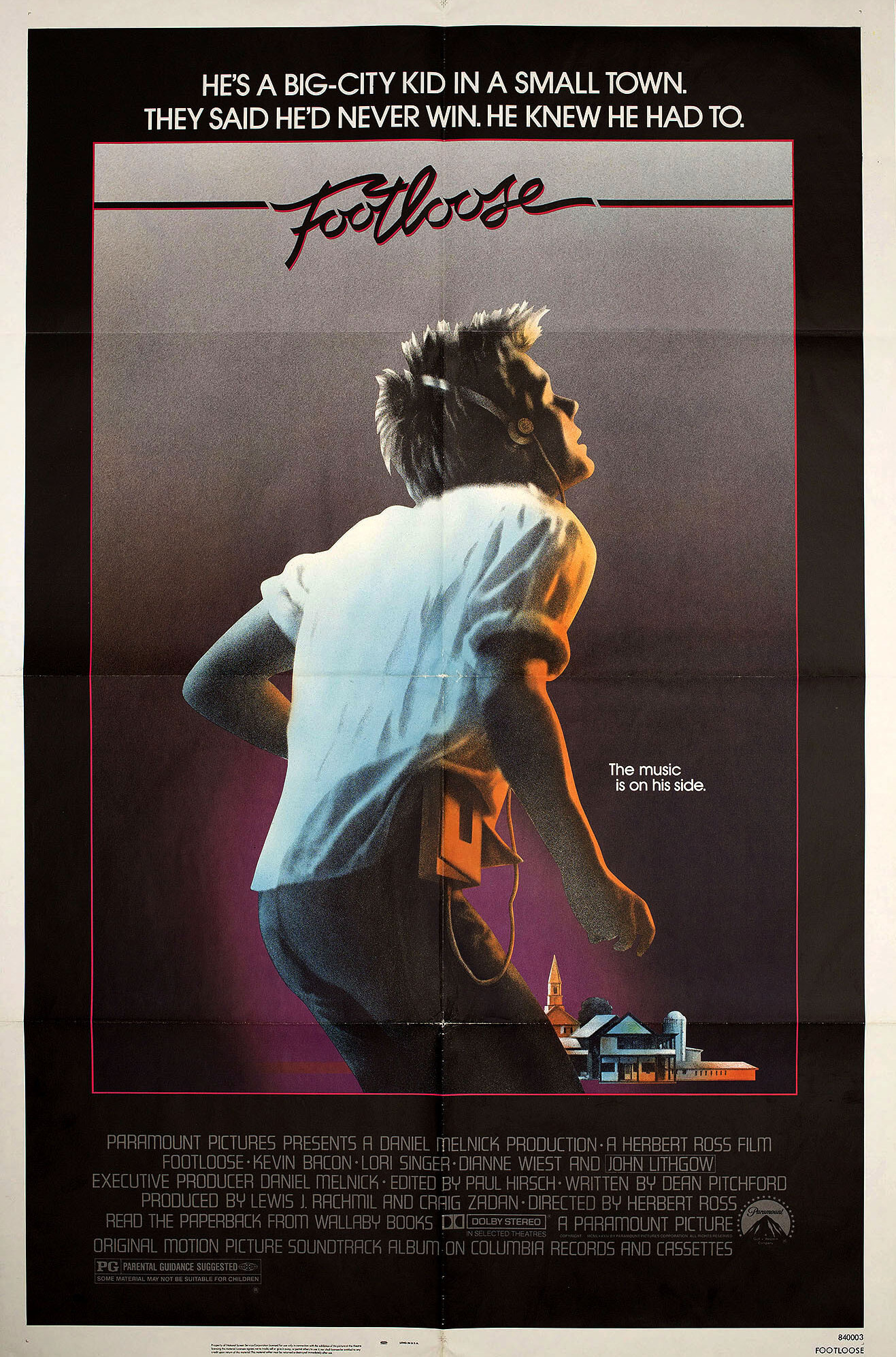 Свободные (Footloose, 1984), режиссёр Херберт Росс, американский постер к фильму, 1984 год