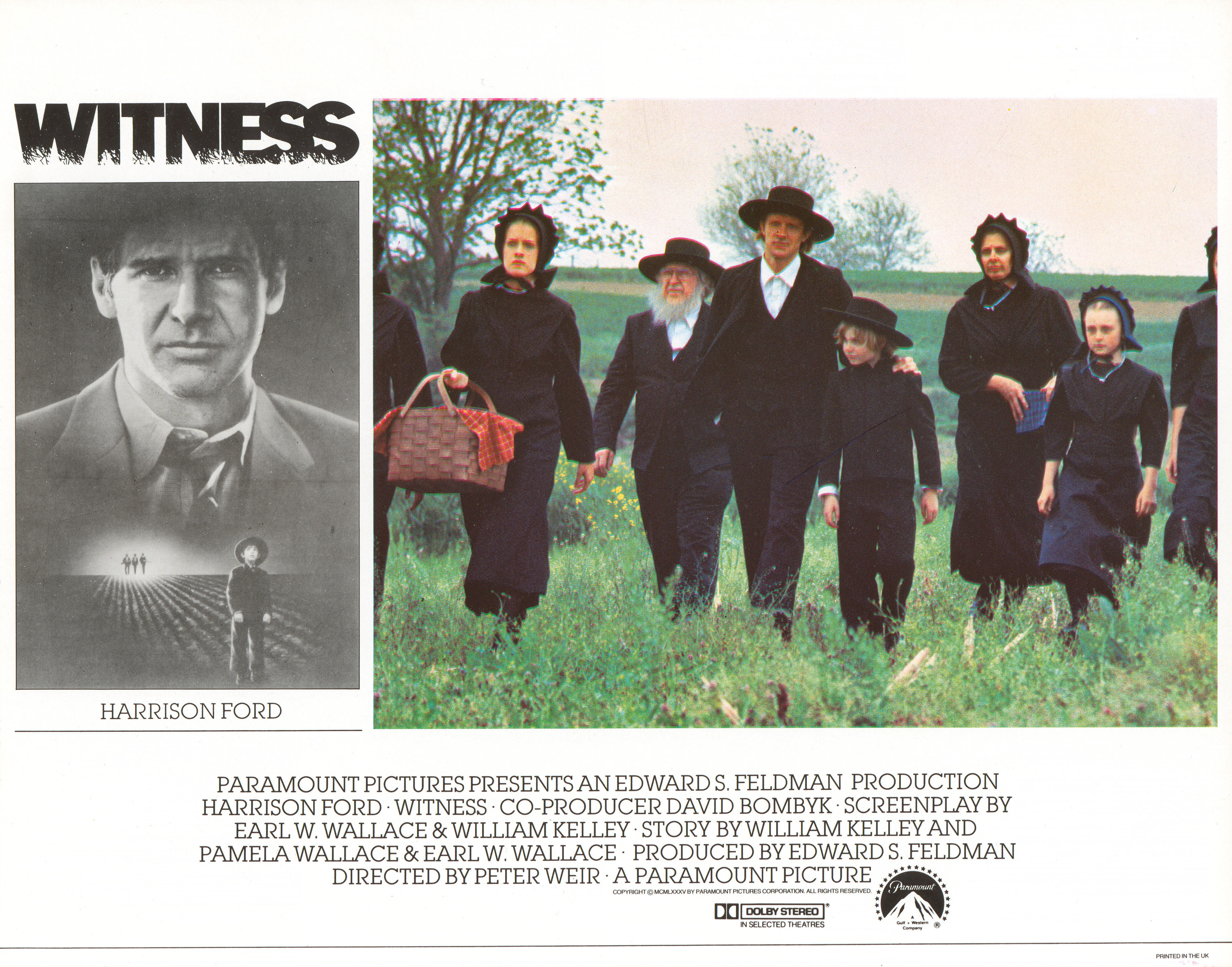 Свидетель (Witness, 1985), режиссёр Питер Уир, британский постер к фильму, 1985 год