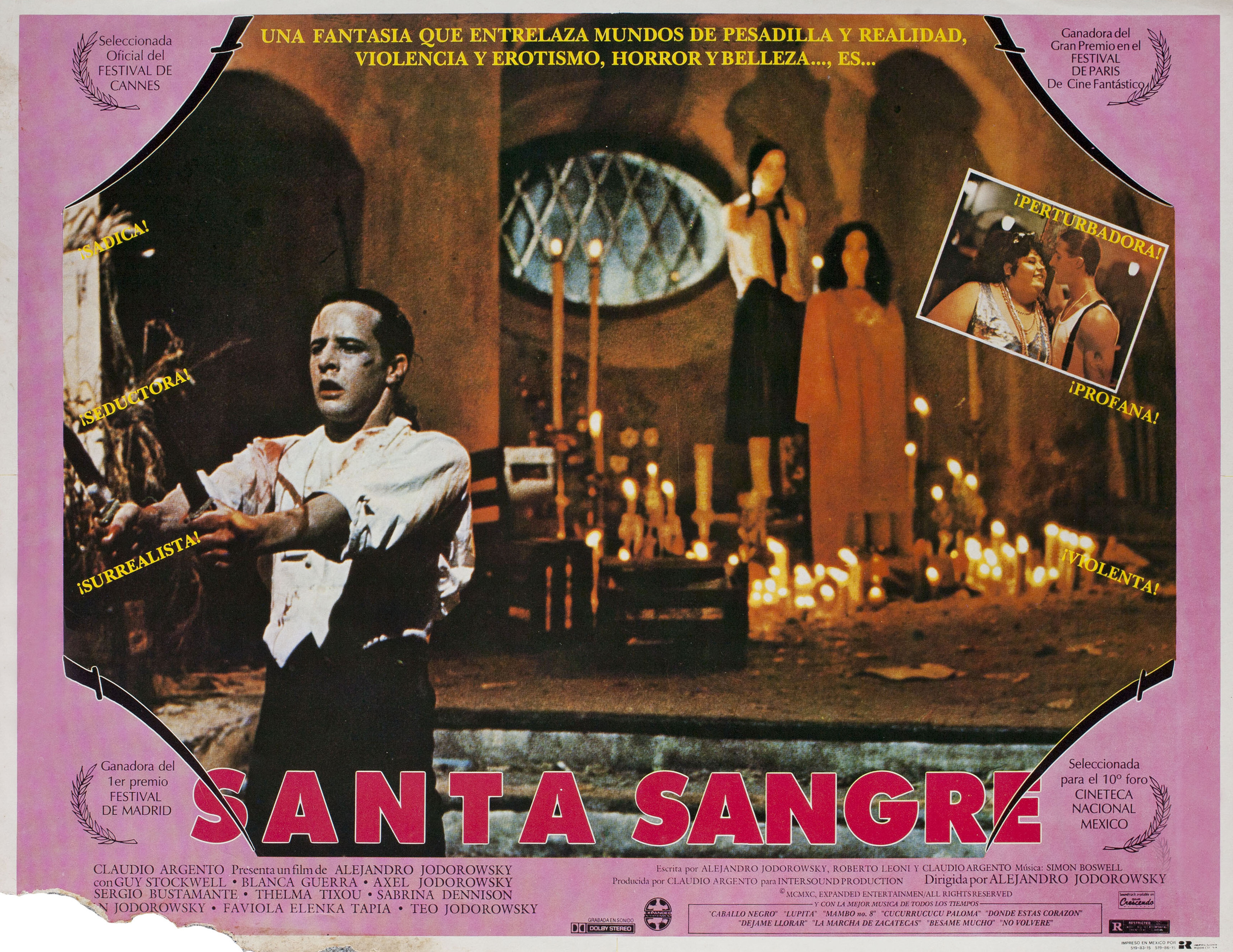 Святая кровь (Santa Sangre, 1989), режиссёр Алехандро Ходоровски, мексиканский постер к фильму, 1989 год