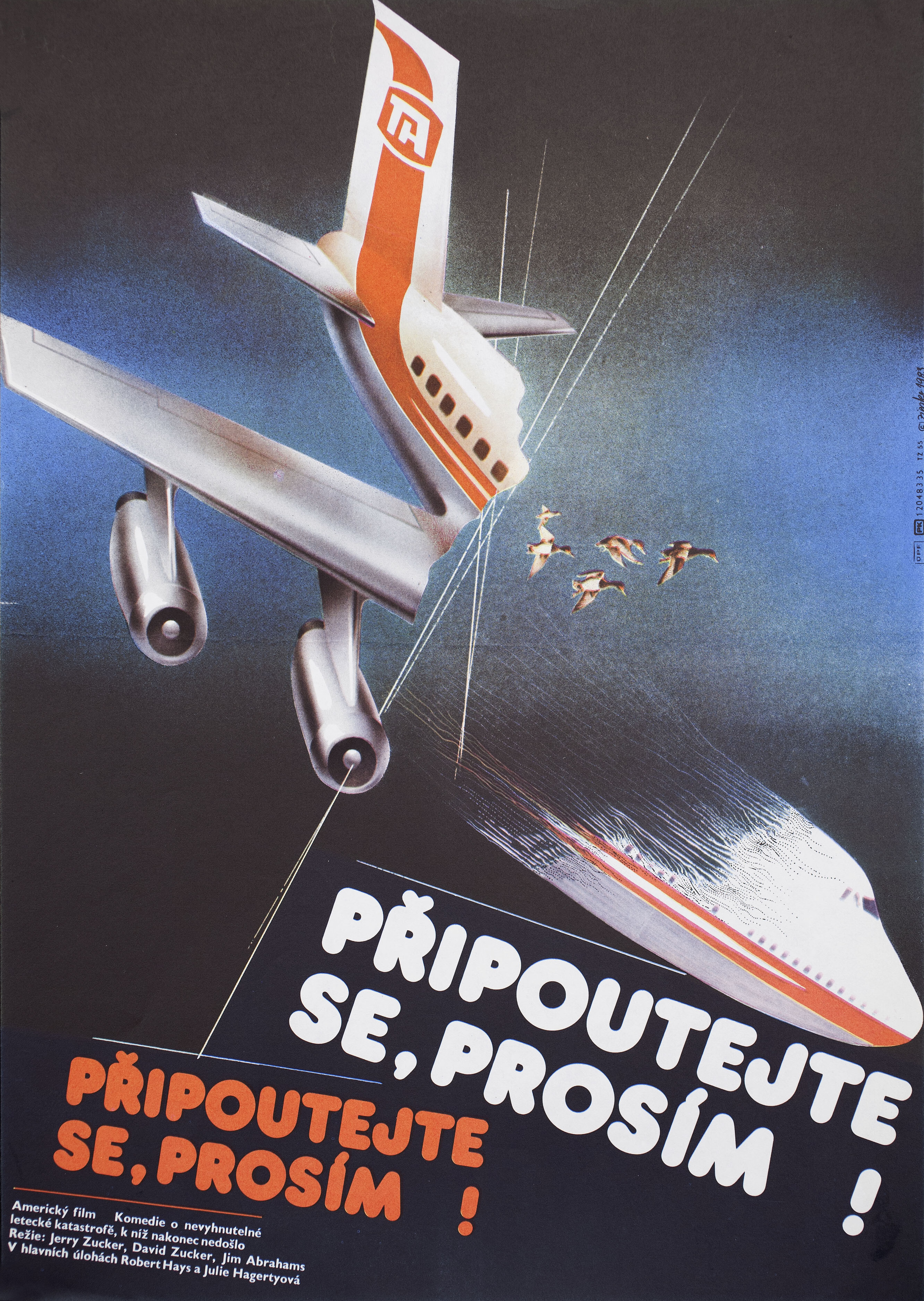 Аэроплан! (Airplane!, 1980), режиссёр Джим Абрахамс, чехословацкий постер к фильму, автор Зденек Зиглер, 1983 год
