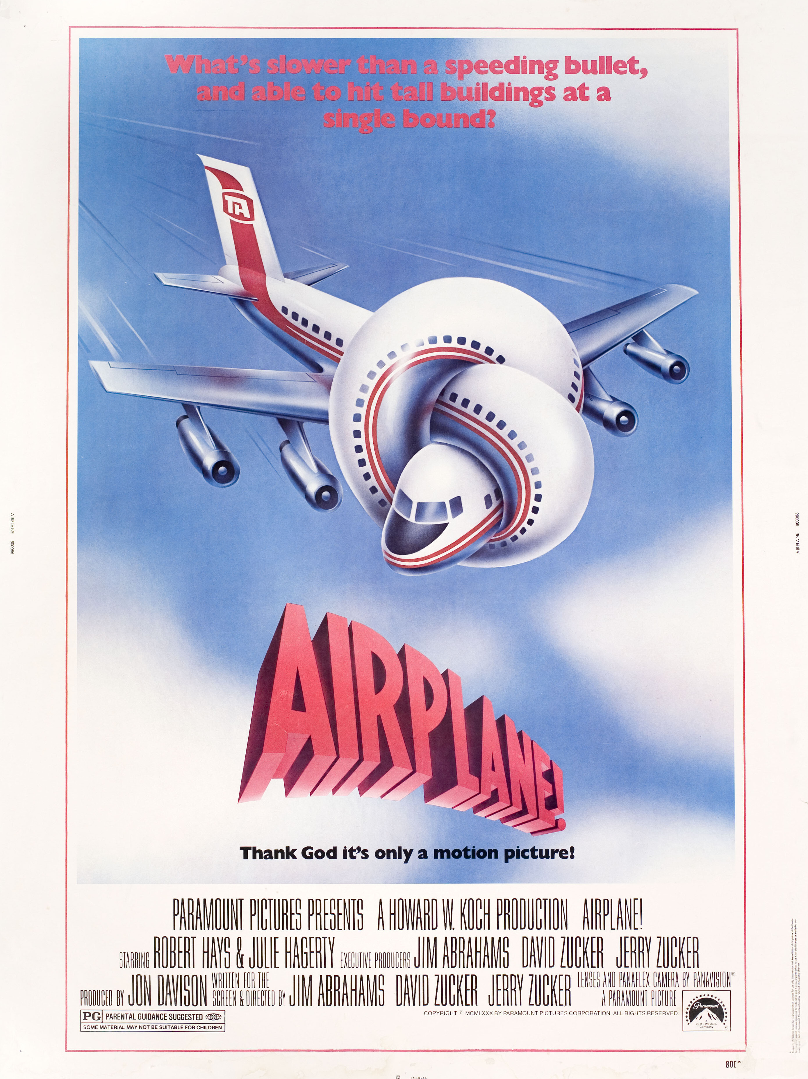 Аэроплан! (Airplane!, 1980), режиссёр Джим Абрахамс, американский постер к фильму, автор Роберт Гроссман, 1980 год (1)