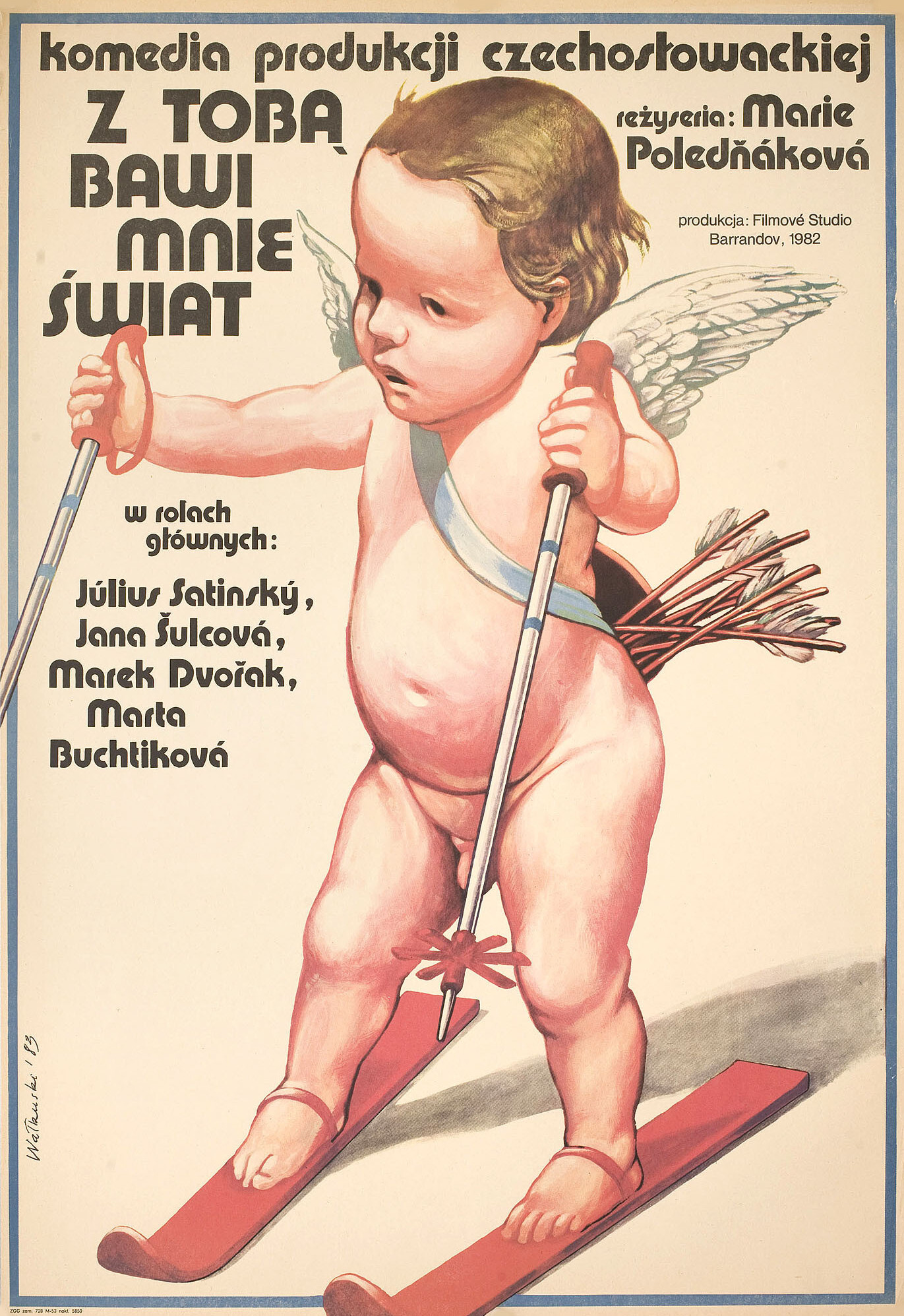 С тобой меня радует мир (With You The World Is Fun, 1983), режиссёр Мария Поледнякова, польский постер к фильму, автор Вислав Валкуски, 1983 год