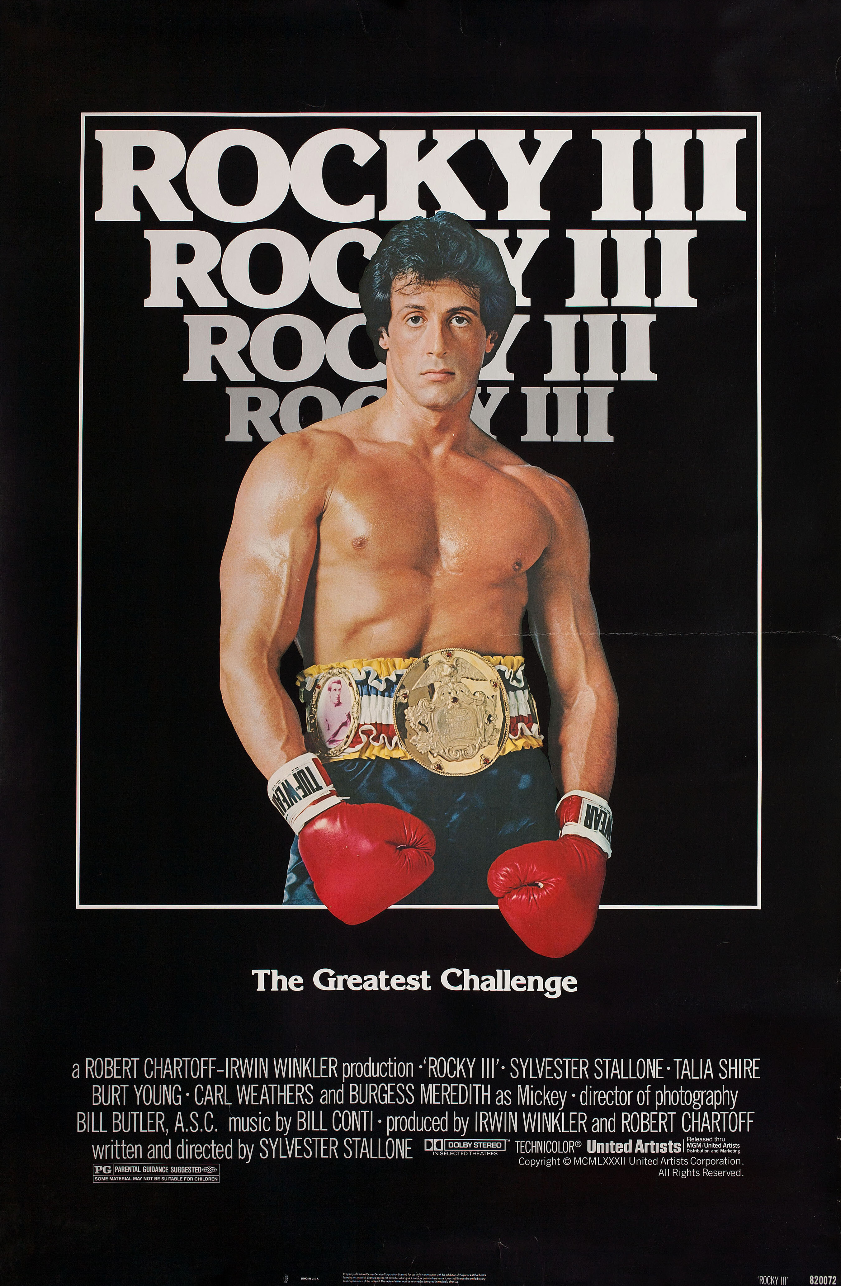 Рокки 3 (Rocky III, 1982), режиссёр Сильвестр Сталлоне, американский постер к фильму, 1982 год