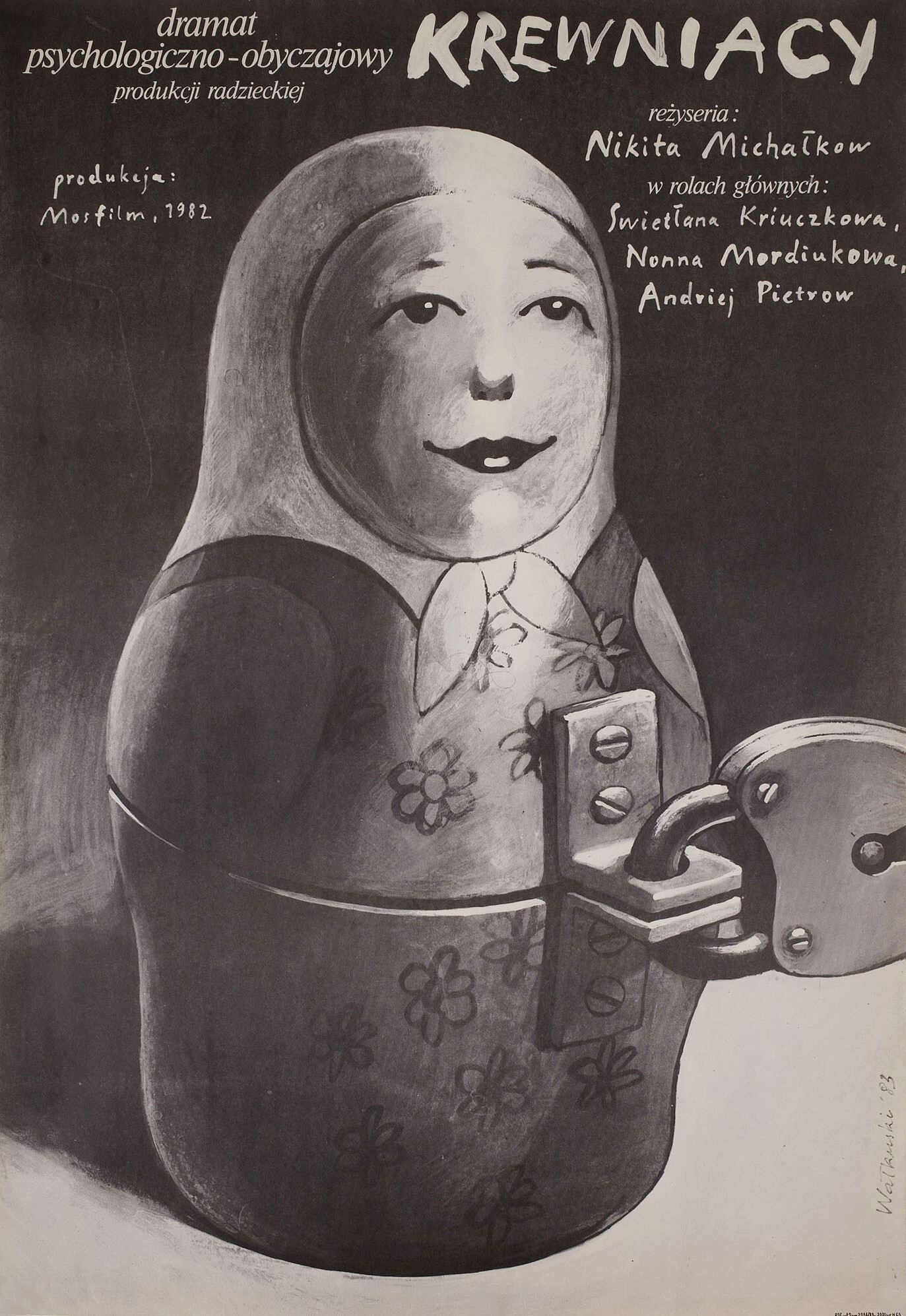 Родня (Rodnya, 1983), режиссёр Никита Михалков, польский постер к фильму, автор Вислав Валкуски, 1983 год