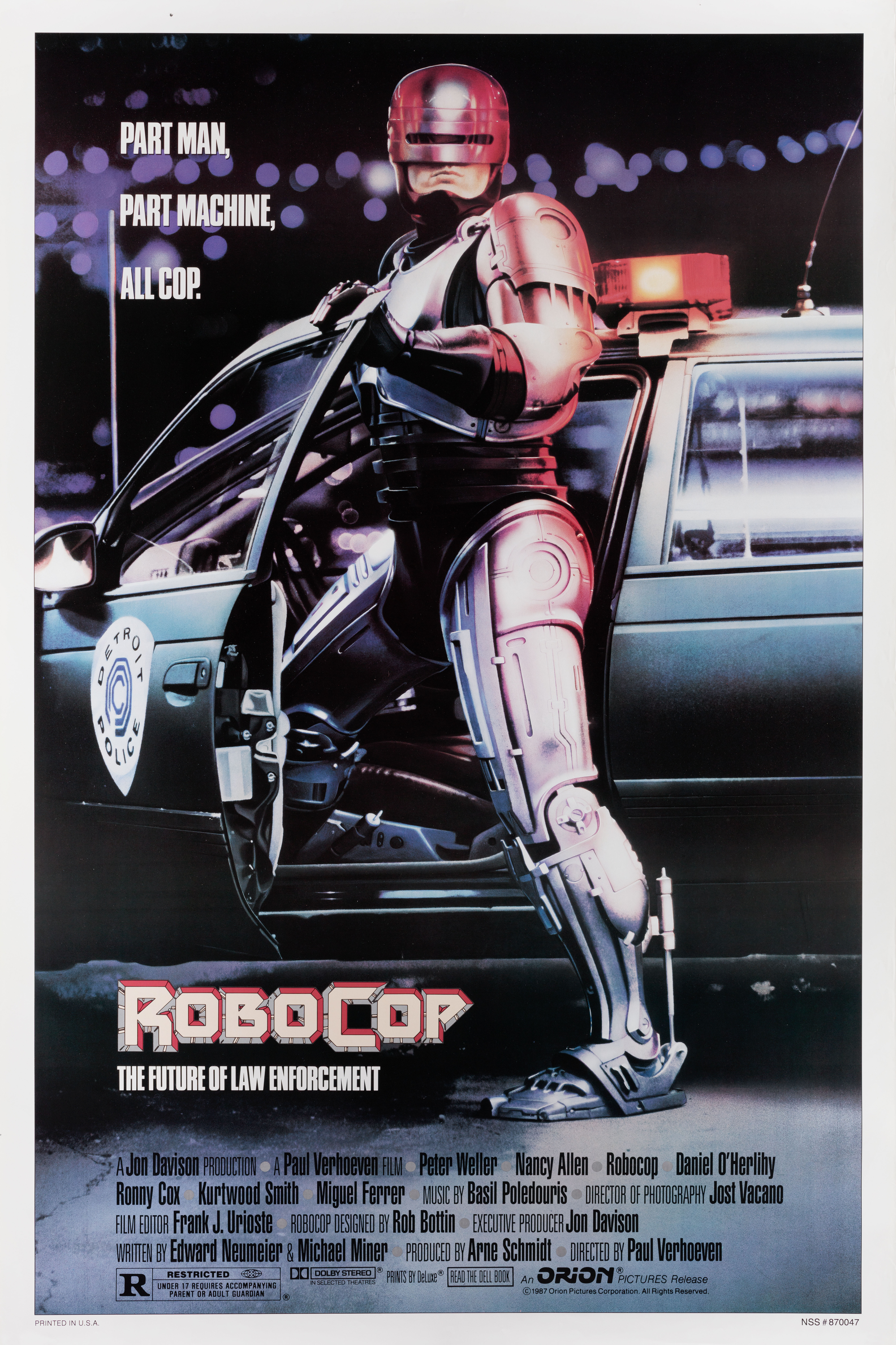 Робокоп (RoboCop, 1987), режиссёр Пол Верховен, американский постер к фильму, автор Майк Брайан, 1987 год